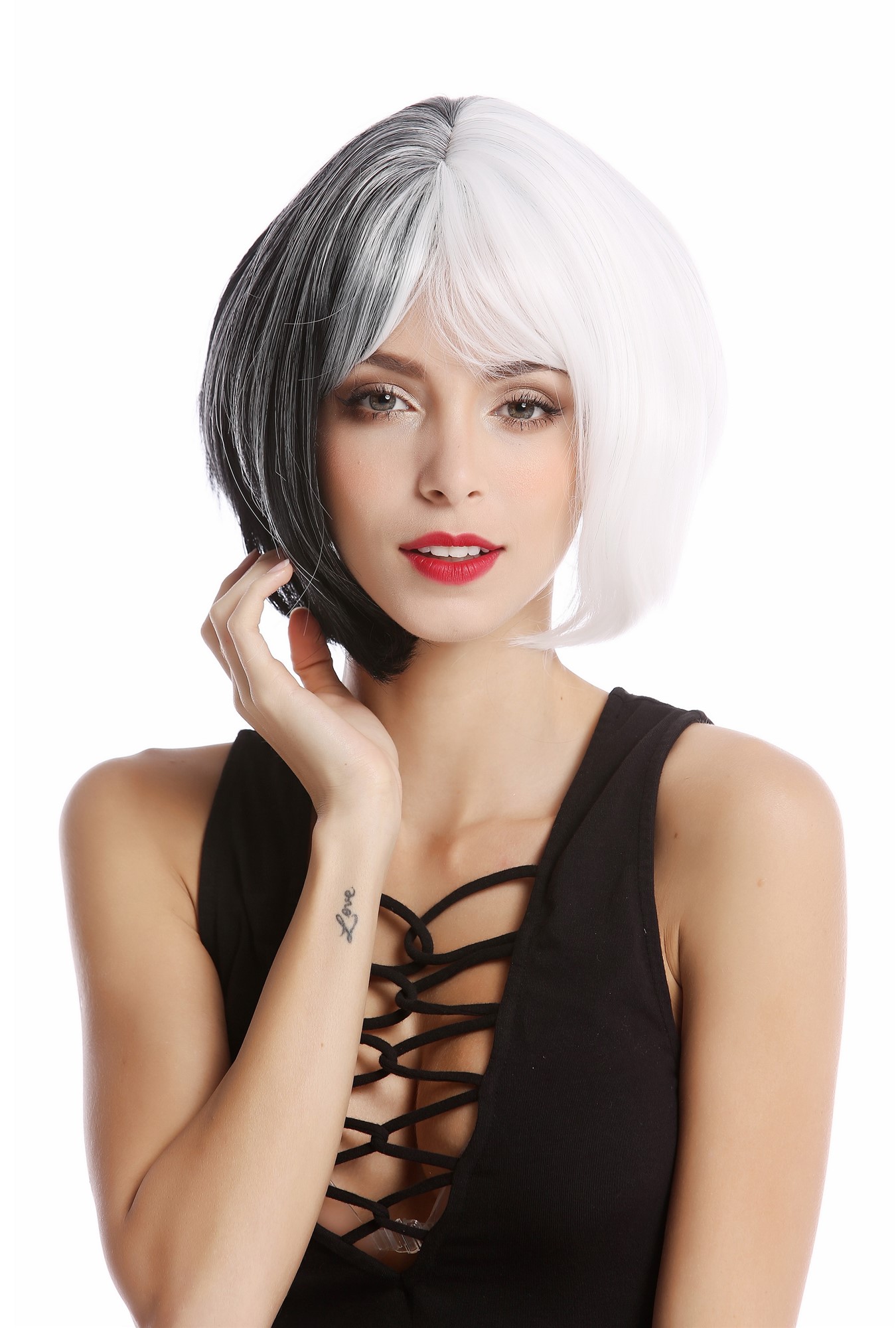 Quality Wigs, Ladies, white-black mix, straight, short