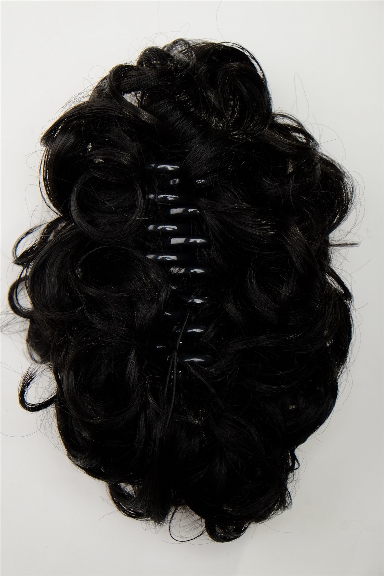 Hair Bun, velvet black, curled, short