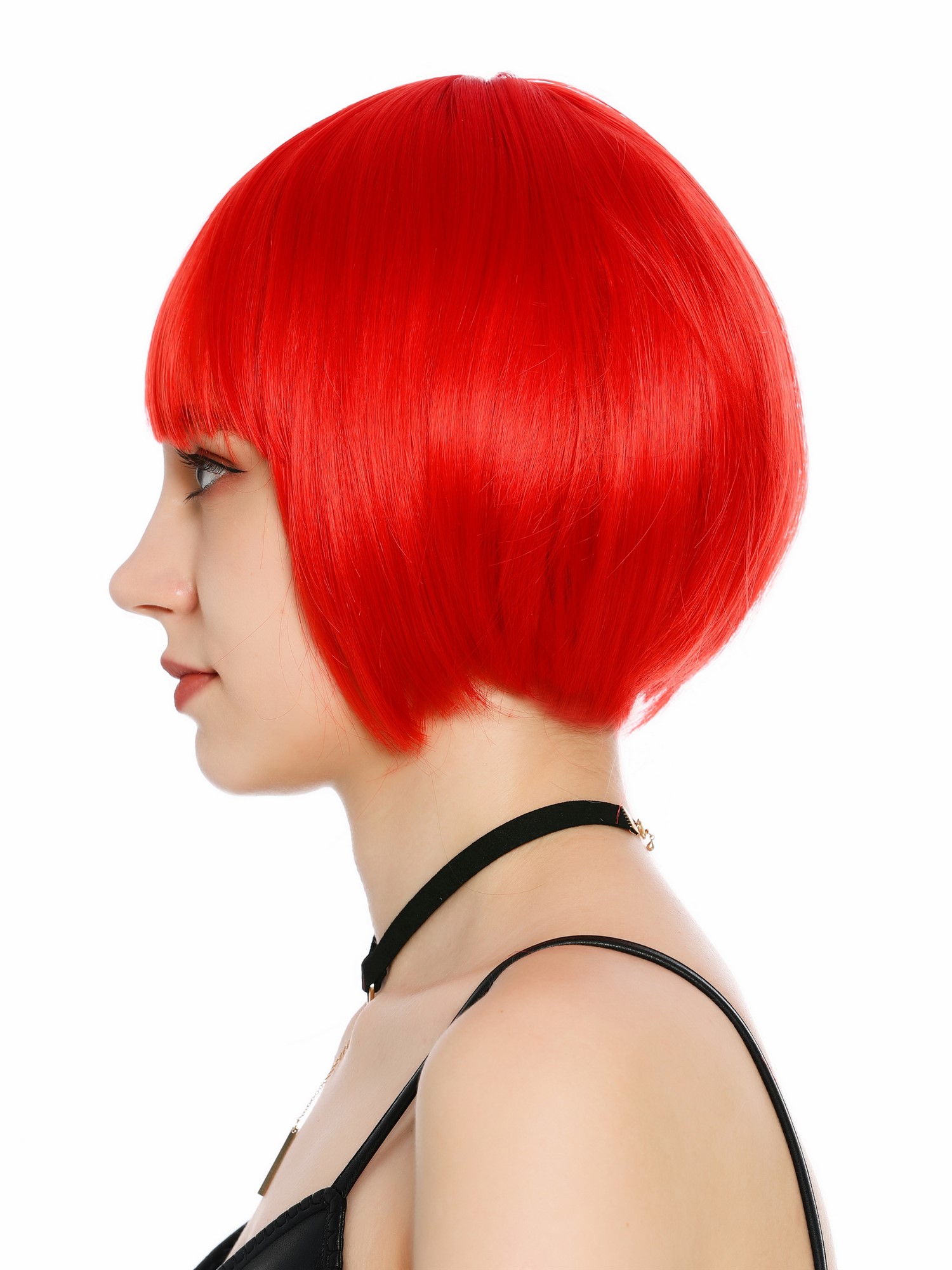 Damenperücke kurz Bob Pony glatt leuchtendes Rot SZL0751-DHT113