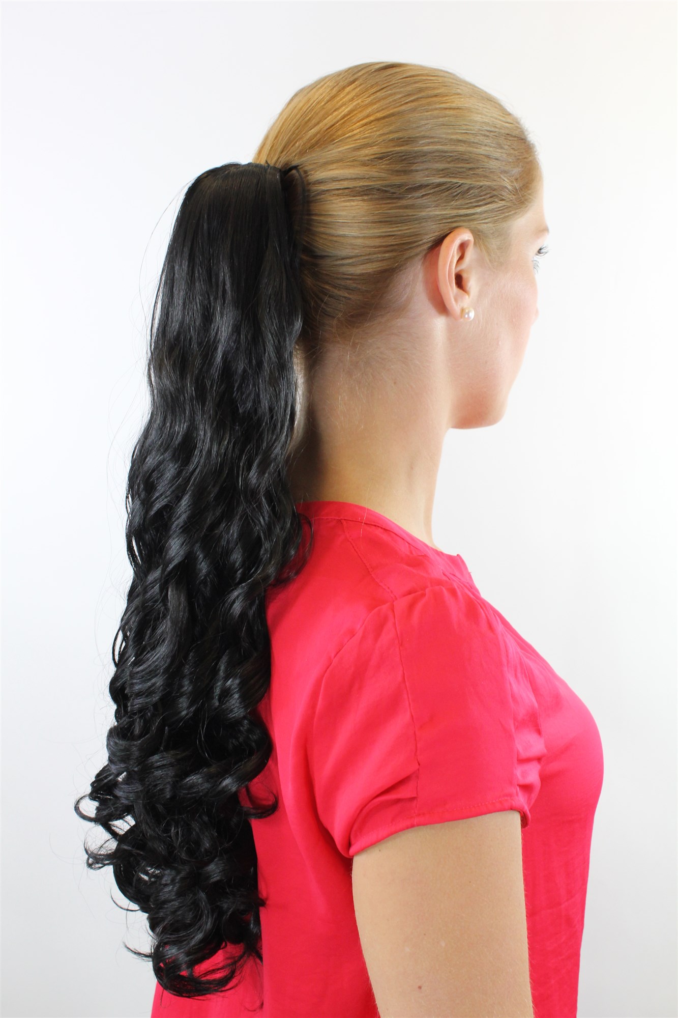 Ponytail Hairpiece long black ringlets curls baroque colonial victorian 250 , view 2, WIG ME UP: Your Perücken Online Shop Ponytails, black-brown, curled, shoulder-length