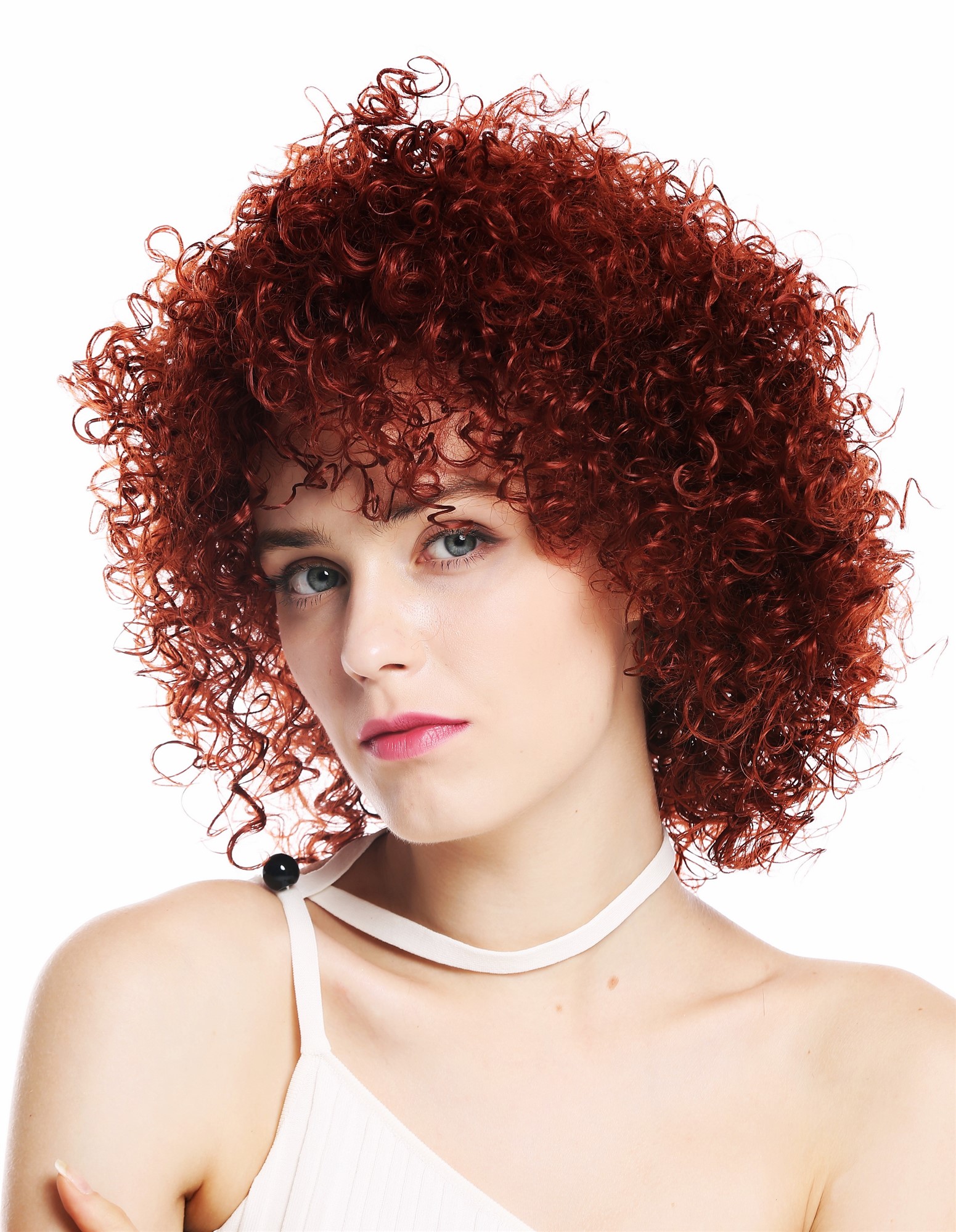 hochwertige Qualitätsperücken, Perücke kurz voluminös gelockt Kupfer Rot VK-11-350, Ansicht 2, WIG ME UP: Ihr Perücken Online Shop lockige Tressen-Perücke Kupferrot kurze Haare für Damen