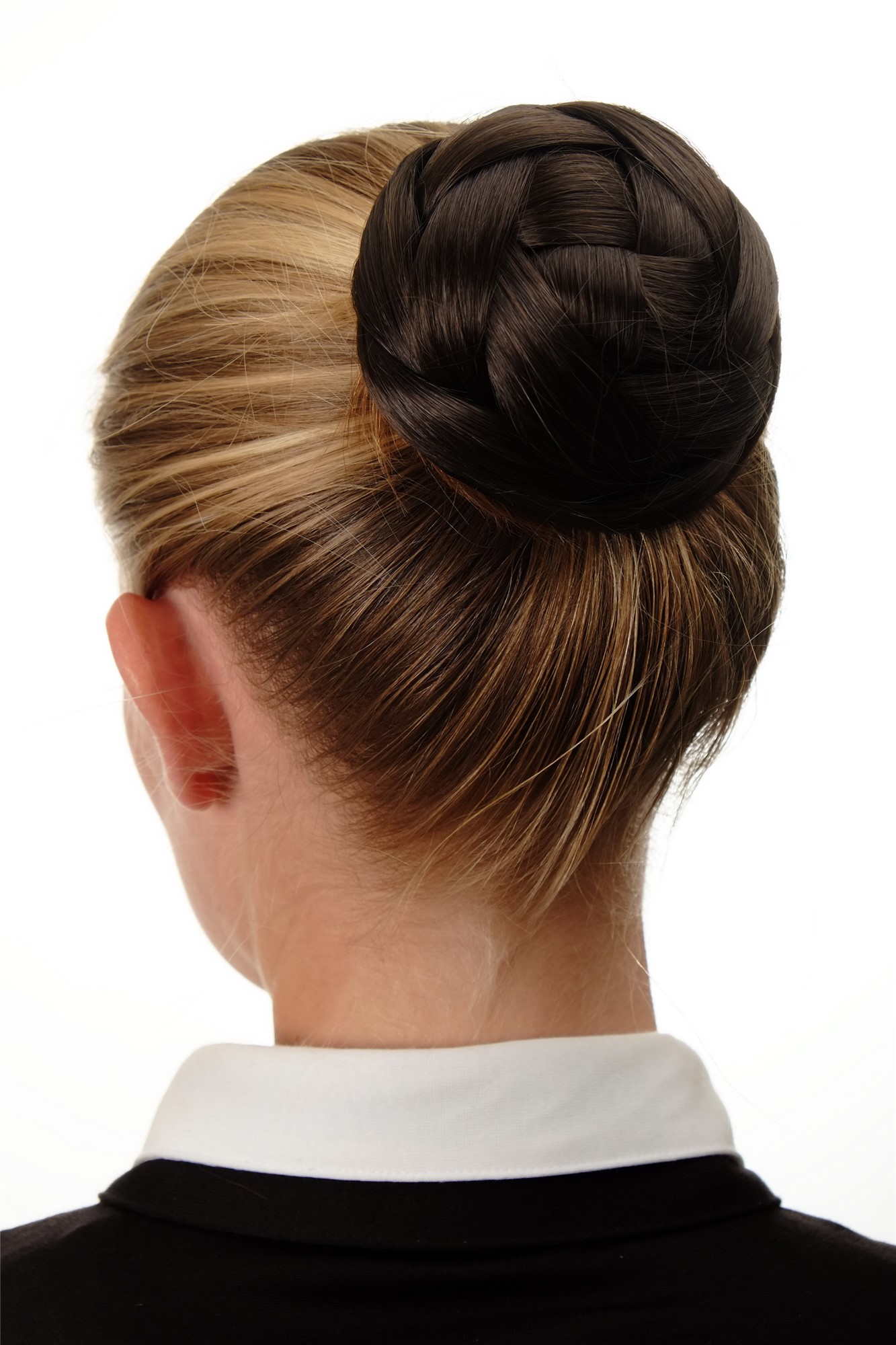 Hair Bun, medium brown, Braided, short