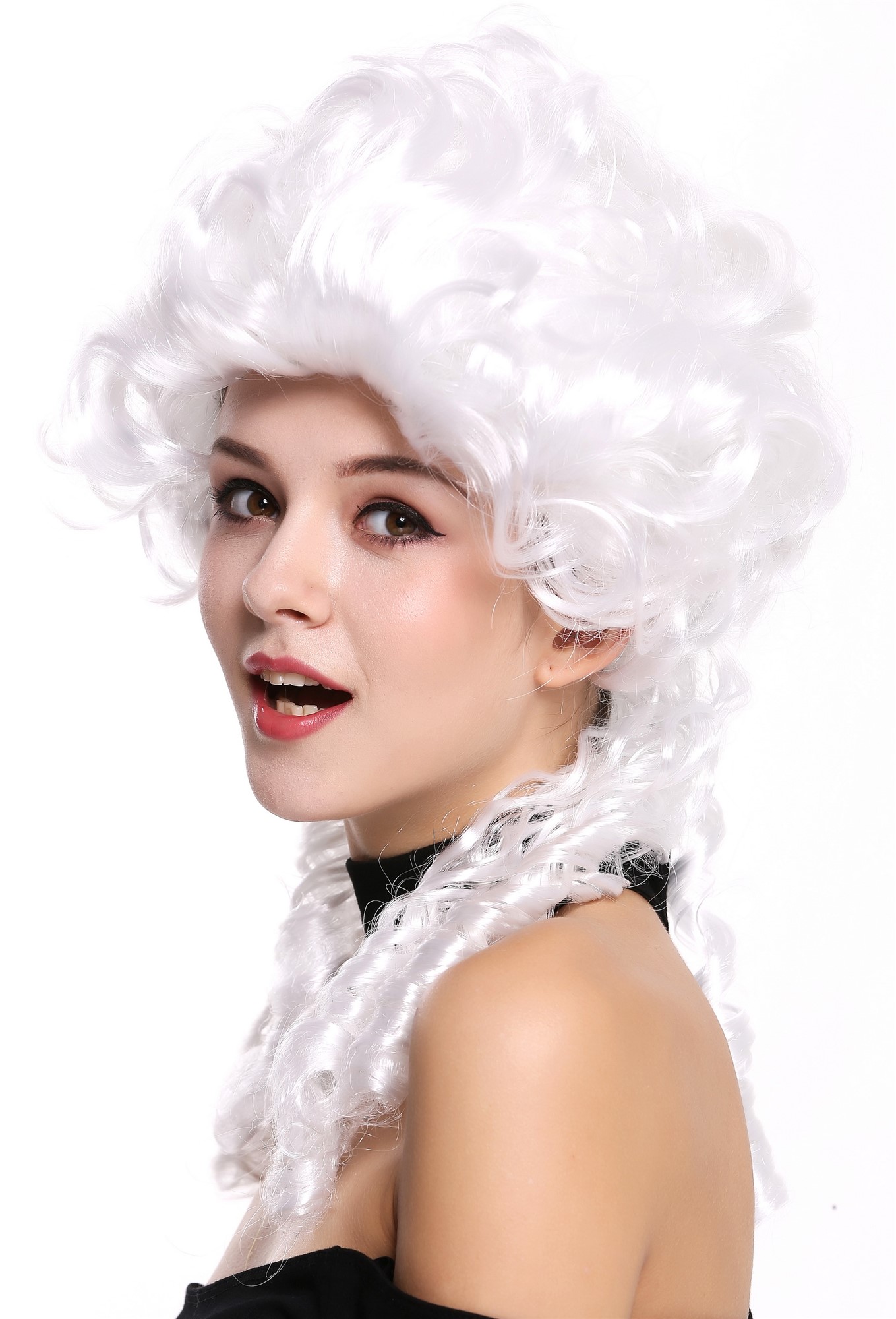 Party Wig, Ladies, White, curled, shoulder-length