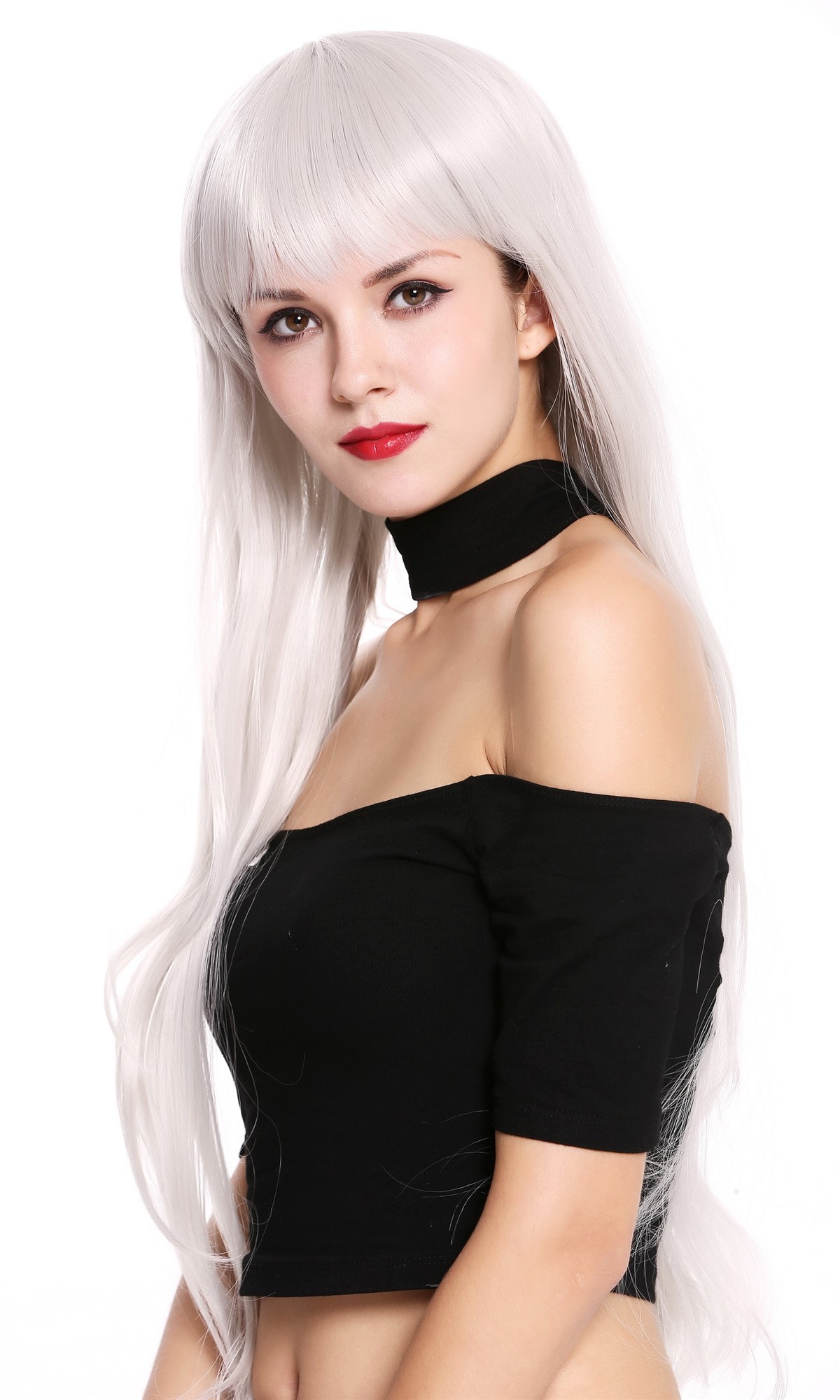 Lady wig Cosplay long fairytale style fairy bangs fringe grayish white S000D75, view 3, WIG ME UP: Your Perücken Online Shop Quality Wigs, Ladies, white-gray, straight, very long
