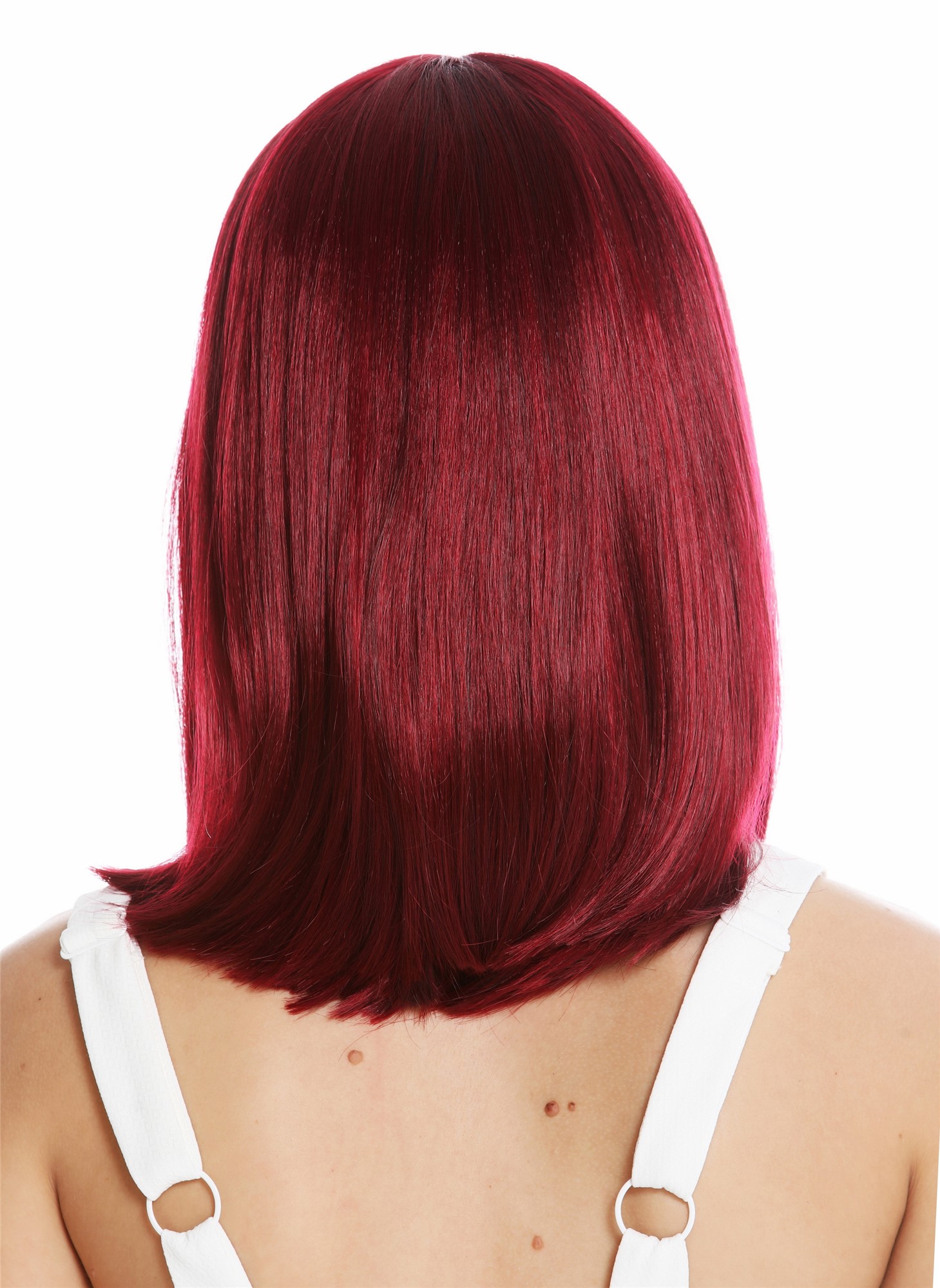 hochwertige Qualitätsperücken, Perücke Longbob schulterlang Pony Rot Violett VK-1-118H99J, Ansicht 4, WIG ME UP: Ihr Perücken Online Shop glatte Tressen-Perücke Rot-Violett-Mix schulterlange Haare für Damen