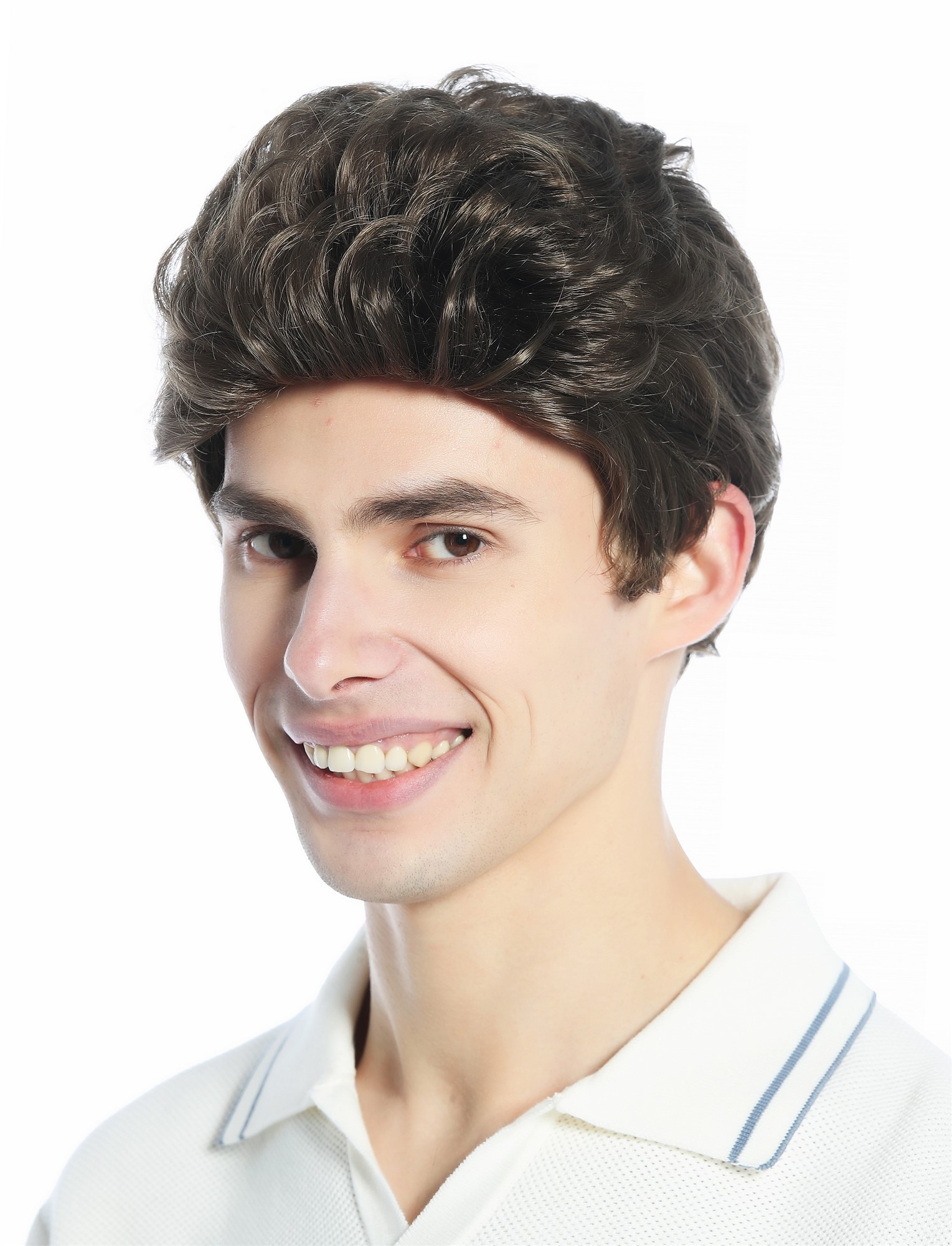 hochwertige Qualitätsperücken, Perücke unisex kurz leicht gewellt Tolle Braun DW1333A-18, Ansicht 3, WIG ME UP: Ihr Perücken Online Shop wellige Tressen-Perücke Mittelbraun kurze Haare für Unisex