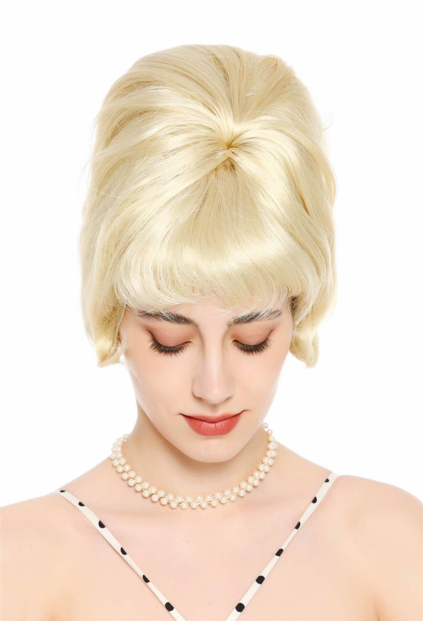 Perücke Damen Retro Vintage 50er 60er Beehive hochtoupiert Hellblond Platinblond DW3436-613