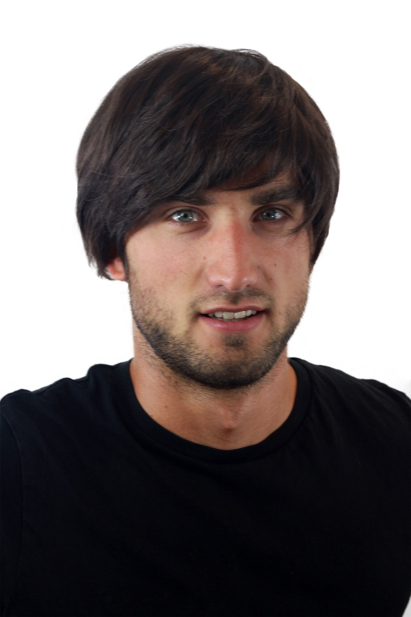 hochwertige Qualitätsperücken, Herrenperücke Kurzhaarig Braun Scheitel GFW993-6, Vorderansicht, WIG ME UP: Ihr Perücken Online Shop glatte Tressen-Perücke Braun kurze Haare für Herren