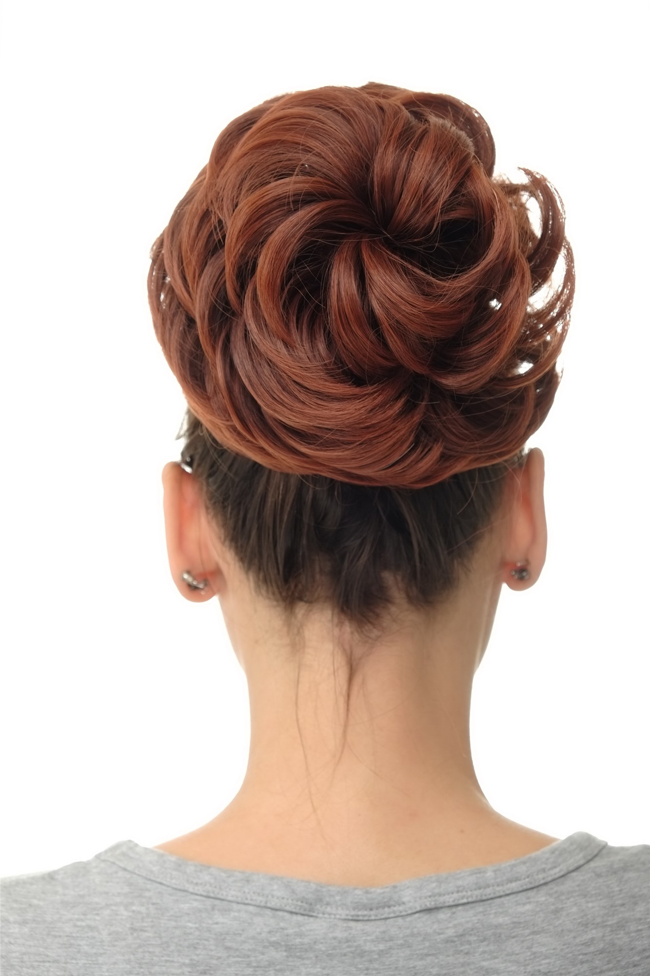 Haarteil Dutt Haarrose Buschig Braun-Rot-Mix Q840-33T350, Ansicht 4, WIG ME UP: Ihr Perücken Online Shop lockiger Dutt Haarteil Mahagonibraun-Kupferrot-Mix