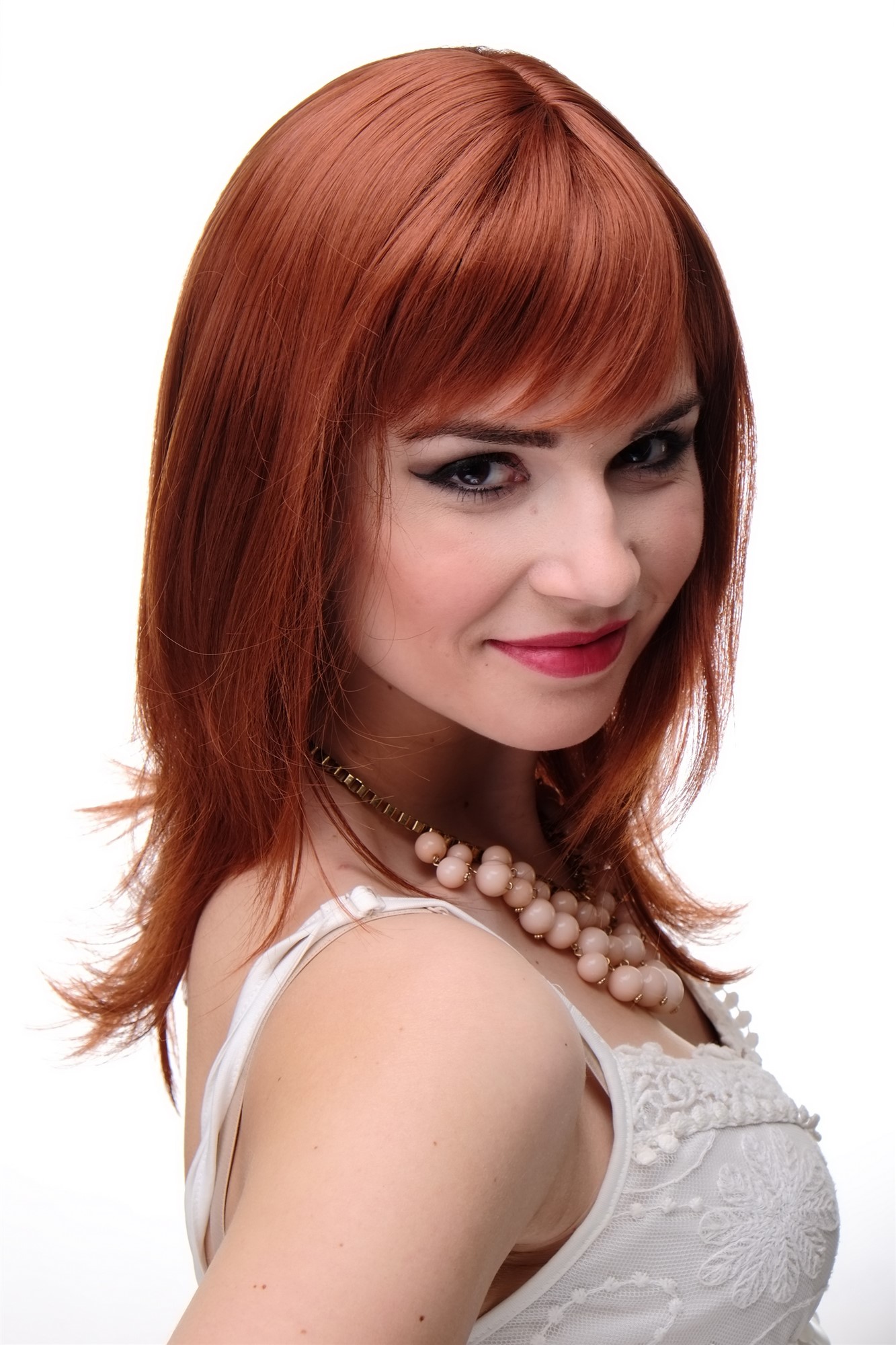 Lady wig medium length fringe parted to side straight layered copper red 3003, view 5, WIG ME UP: Your Perücken Online Shop Quality Wigs, Ladies, copper, straight, long