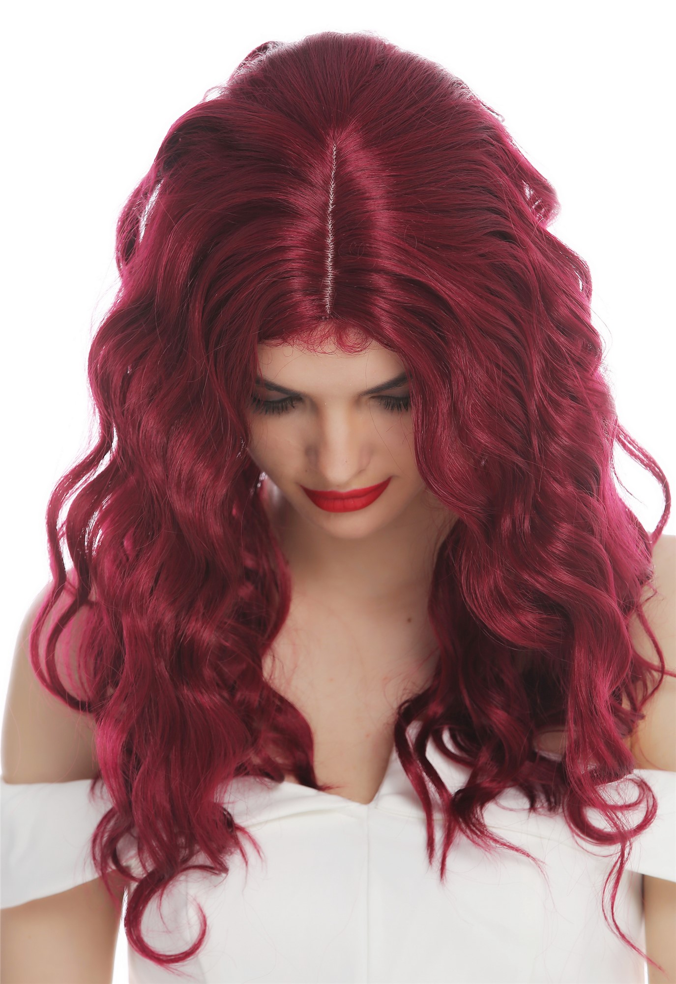Women's wig ladies' wig long wavy water wave middle parting garnet red VK-9, view 4, WIG ME UP: Your Perücken Online Shop Quality Wigs, Ladies, garnet red, wavy, long