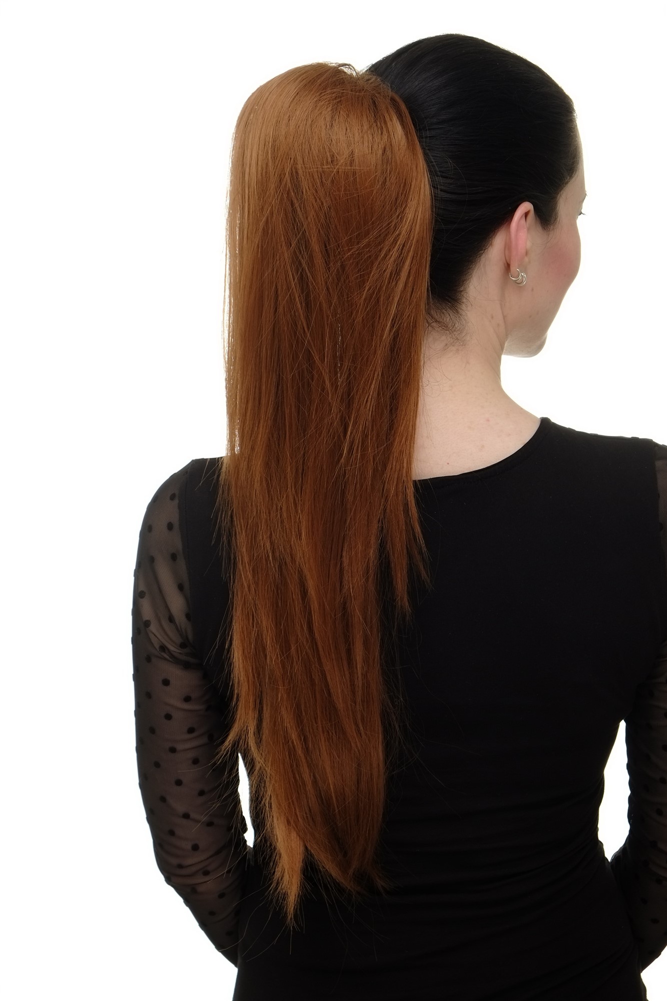 hochwertiges Haarteil voluminös glatt Butterfly-Clip + Gummizug Kupferbraun WK06-30, Ansicht 4, WIG ME UP: Ihr Perücken Online Shop glattes Zopf-Haarteil Kupferbraun 60 cm lang