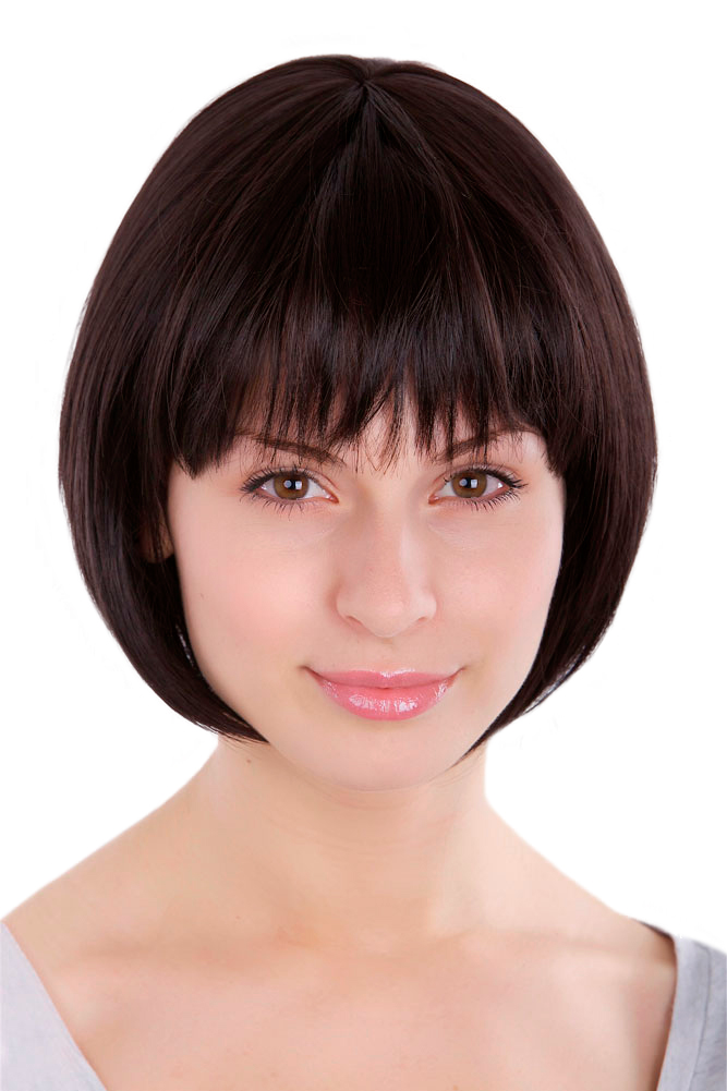 Lady women wig bob Page Wig cute fringe short straight dark brown 1236, front view, WIG ME UP: Your Perücken Online Shop Quality Wigs, Ladies, Brown, straight, short