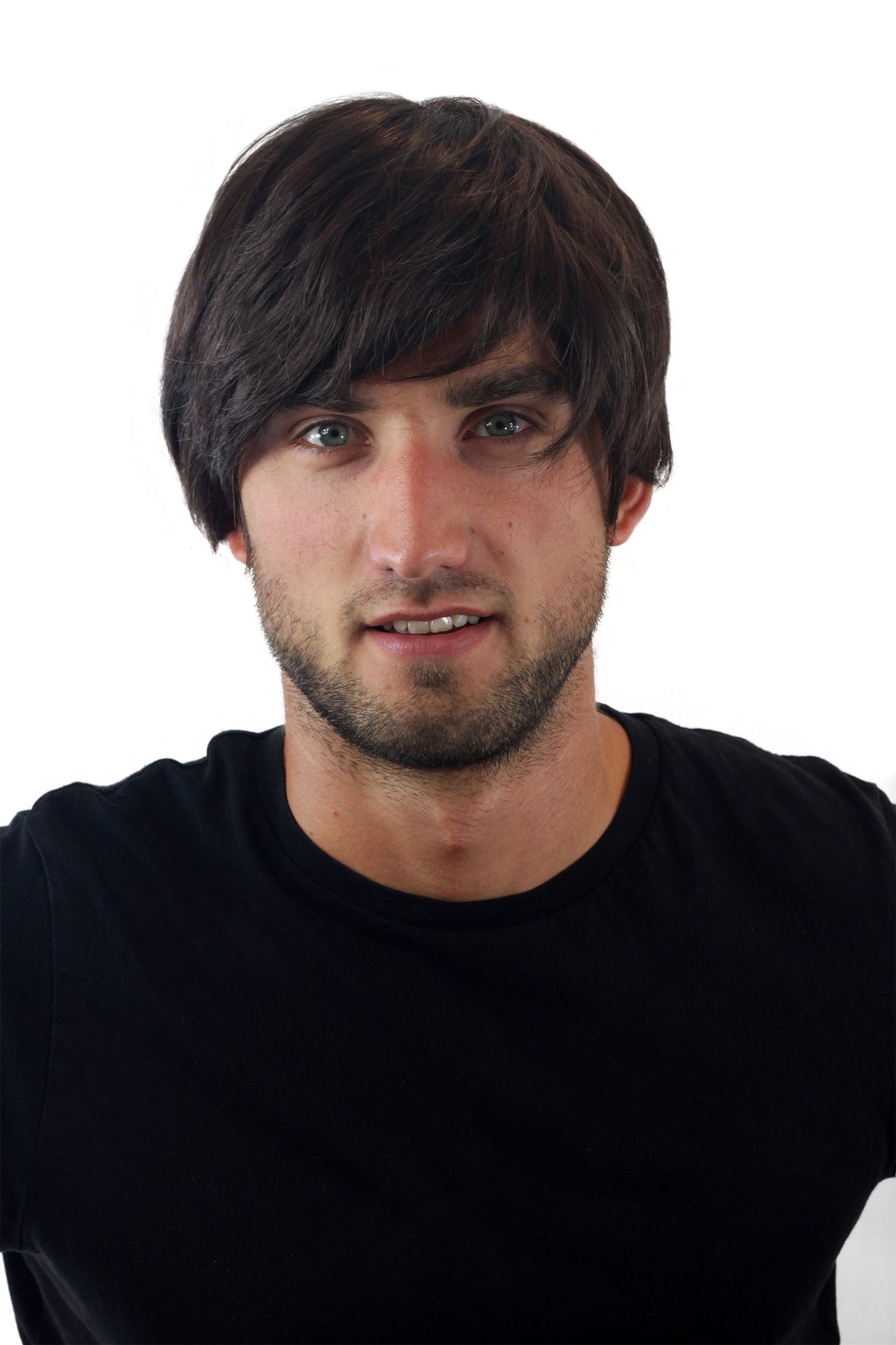 hochwertige Qualitätsperücken, Herrenperücke Kurzhaarig Braun Scheitel GFW993-6, Ansicht 6, WIG ME UP: Ihr Perücken Online Shop glatte Tressen-Perücke Braun kurze Haare für Herren