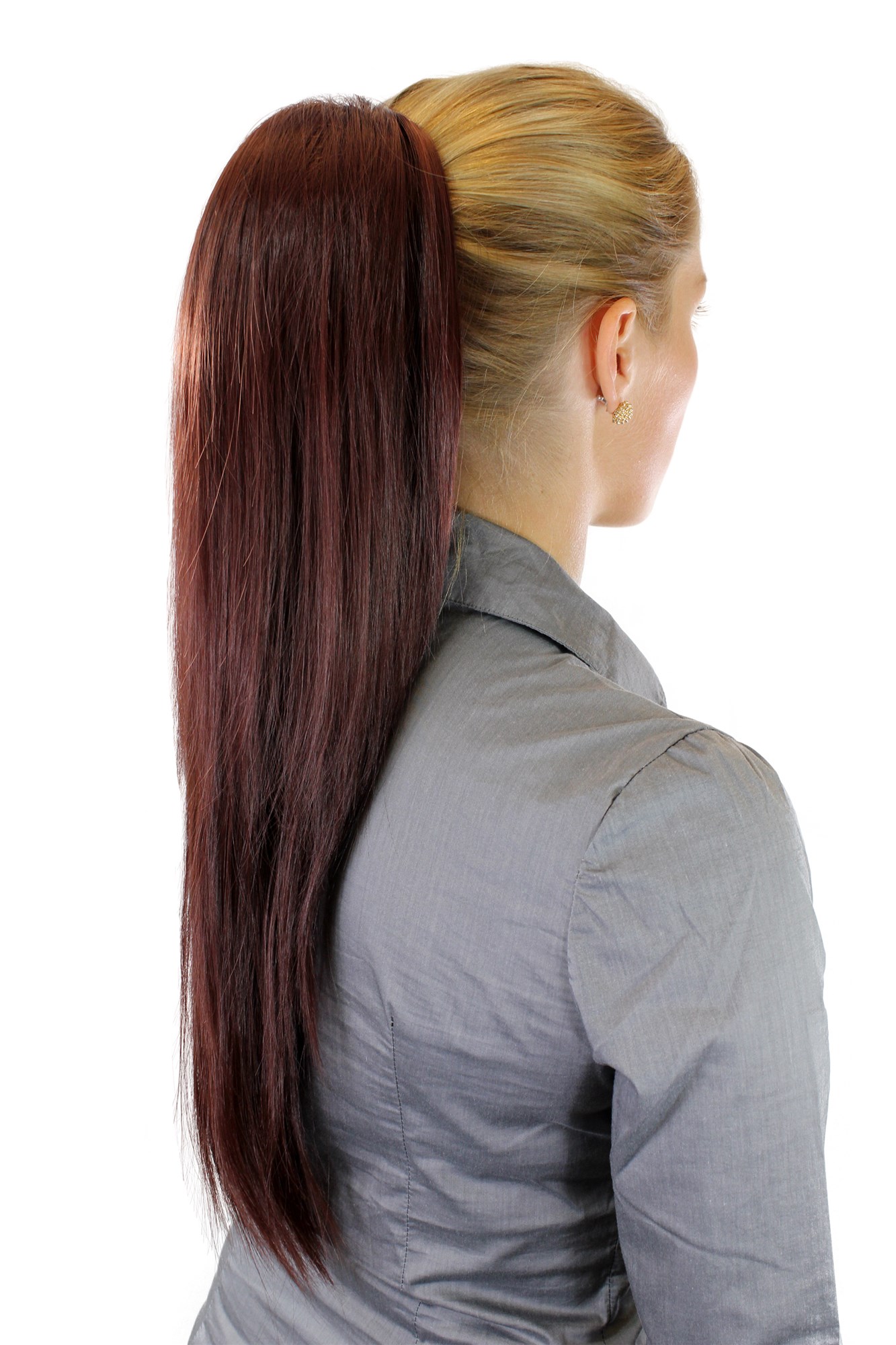 Hairpiece PONYTAIL extension VERY long AMAZING volume DARK RED aubergine eggplant WK06-33, view 2, WIG ME UP: Your Perücken Online Shop Ponytails, mahogany brown, straight, long