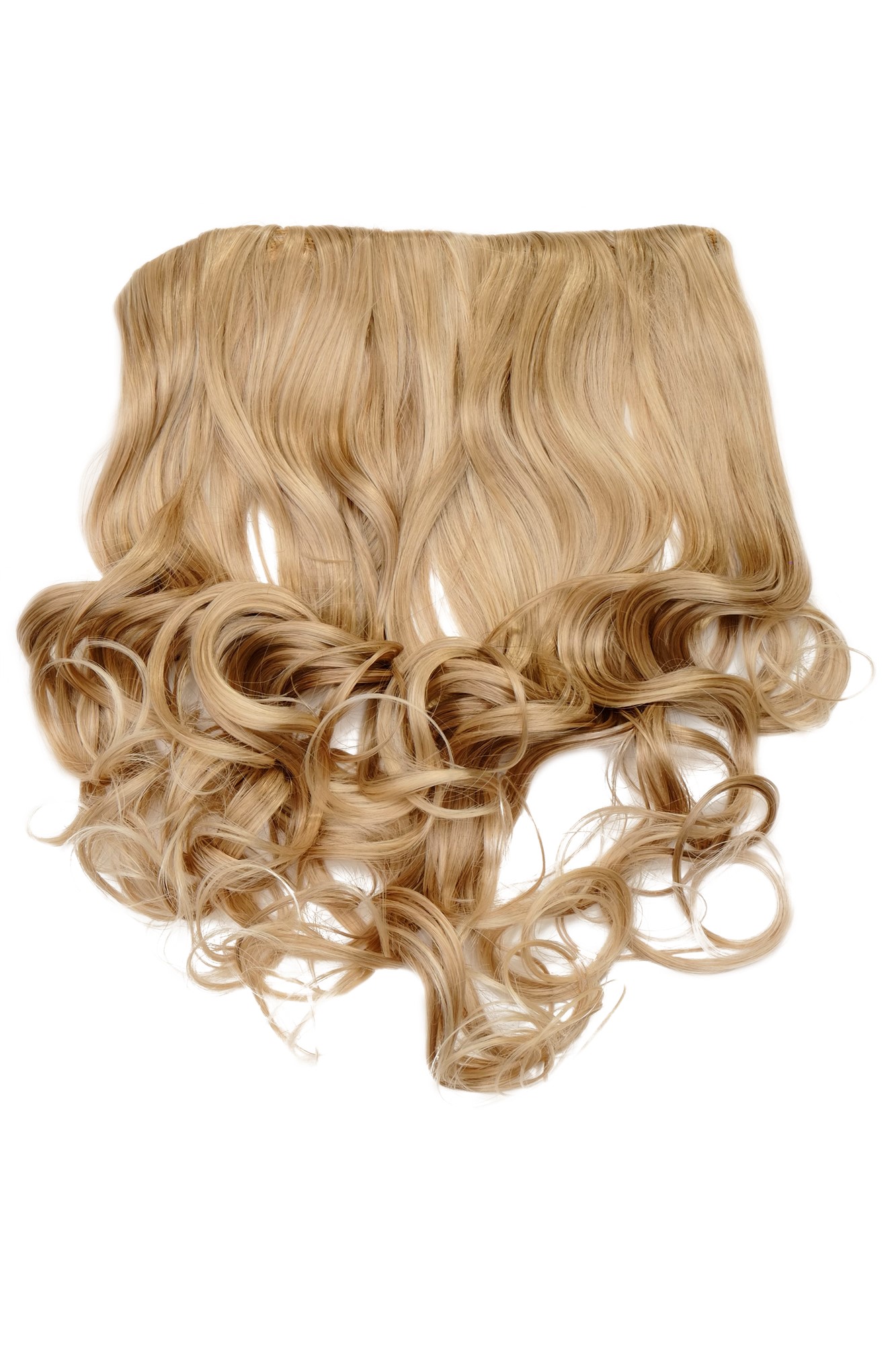 lockige Halbperücke Honigblond-Platinblond-Mix 50 cm lang