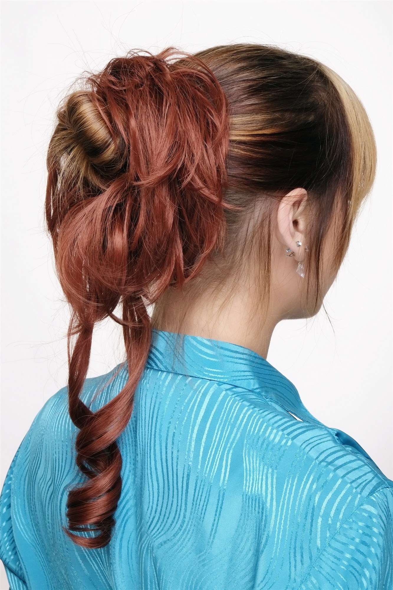 Hair Piece baroque voluminous wild curled scrunchy comb dark red YZF-3072HT, view 2, WIG ME UP: Your Perücken Online Shop Ponytails, Red, curled, shoulder-length