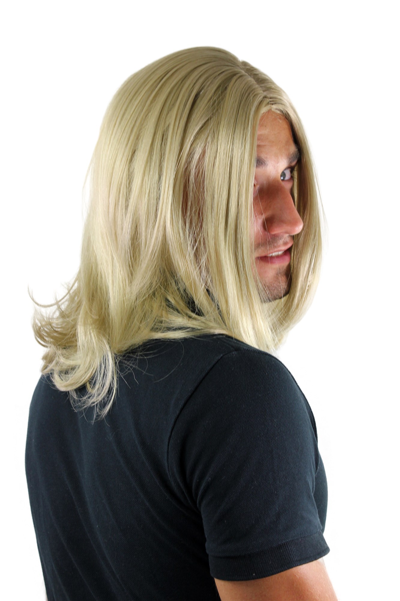 Men's WIG (for Men or Unisex) HIGH  synthetic BLOND longer hair long parting INDIE youthful, view 3, WIG ME UP: Your Perücken Online Shop Quality Wigs, Men, Blonde, straight, shoulder-length