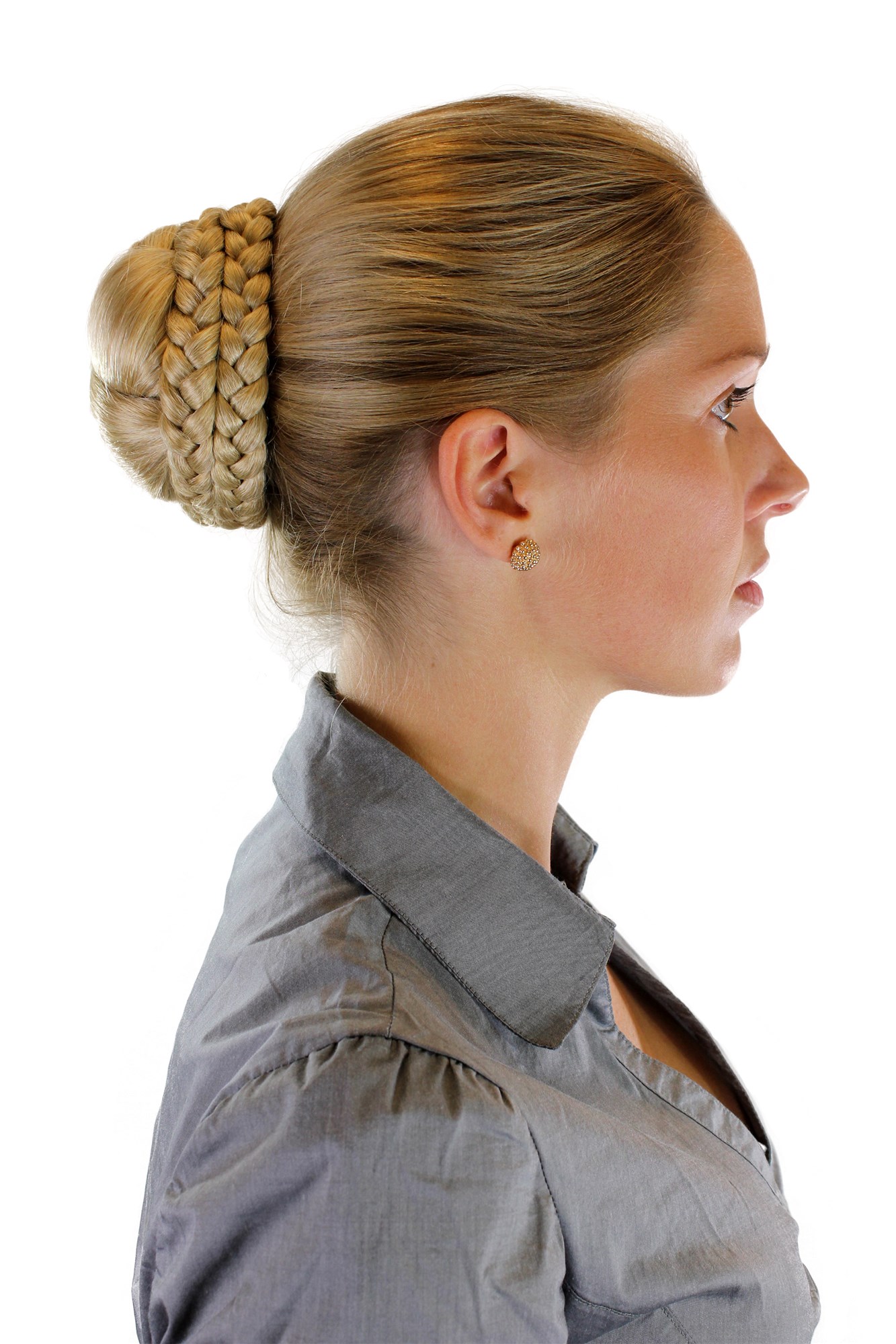 Hair Bun, blond mix, Braided, short