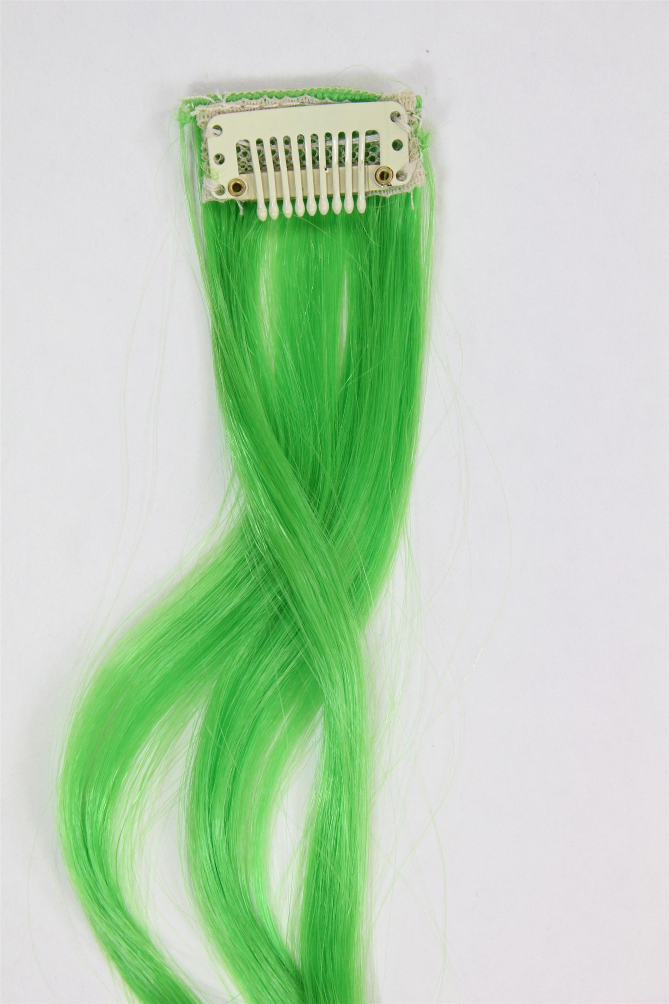 1 Clip-In Extension Strähne wellig Neongrün YZF-P1C18-TF2605, Ansicht 3, WIG ME UP: Ihr Perücken Online Shop wellige Extensions Neongrün 45 cm lang