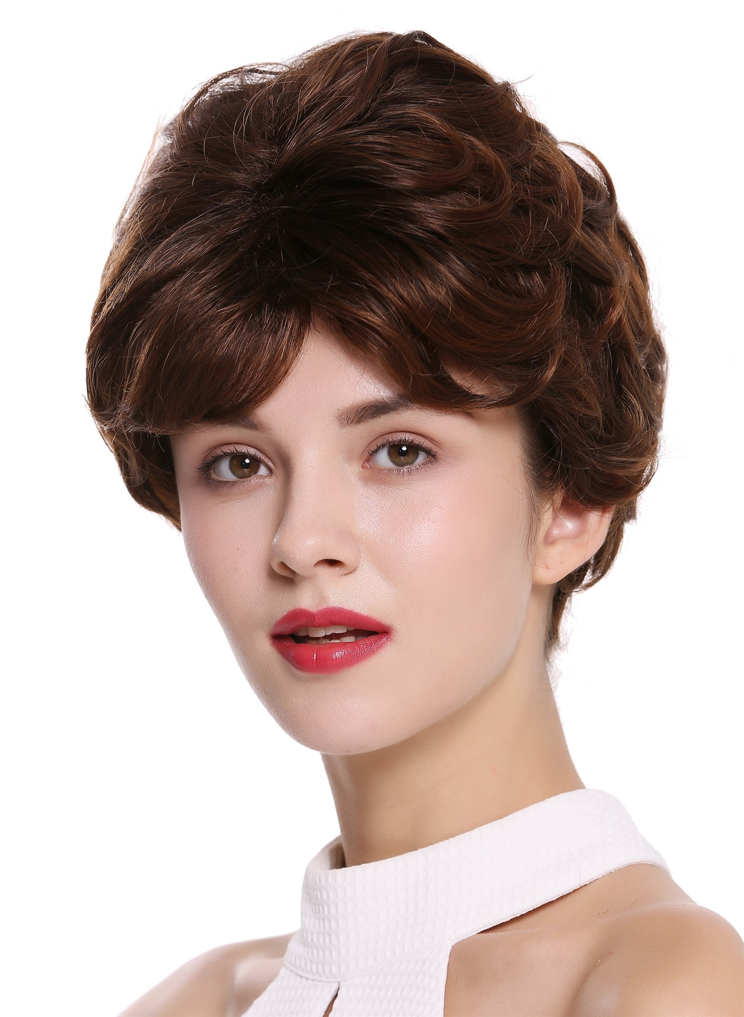 hochwertige Qualitätsperücken, Perücke kurz Locken gelockt Kastanie Braun Mix DW-2740-2BT30, Ansicht 2, WIG ME UP: Ihr Perücken Online Shop lockige Tressen-Perücke Schwarzbraun-Kupferbraun-Mix kurze Haare für Damen