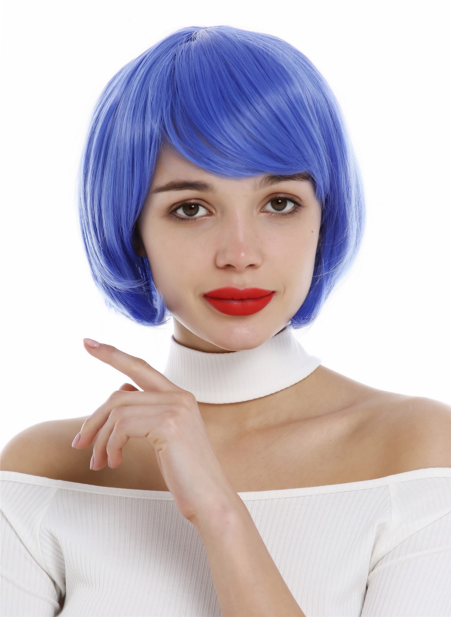 Quality Wigs, Ladies, azure blue, straight, short