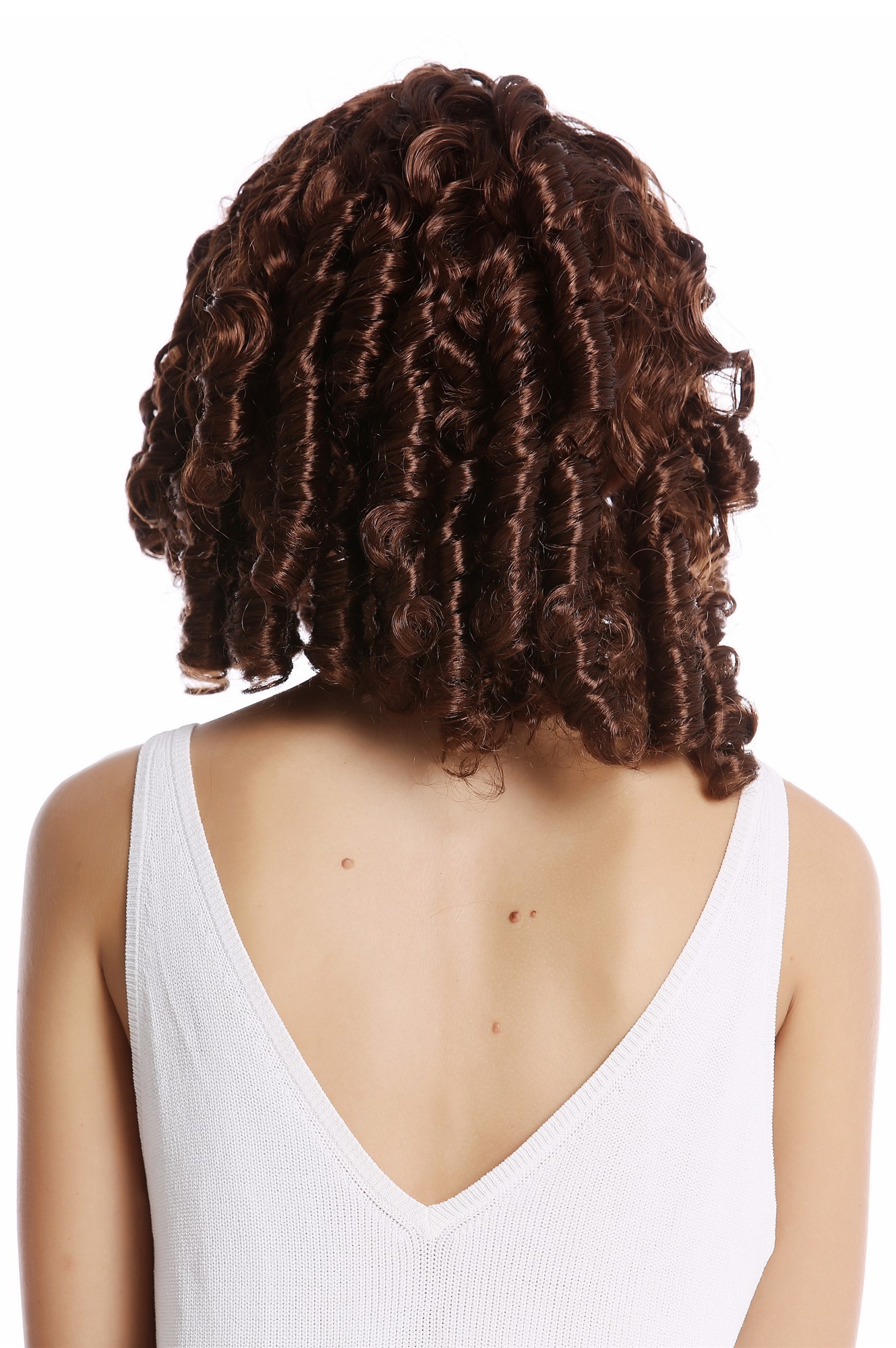 günstige Party Perücke, Perücke Korkenzieher-Locken Braun Rokoko 91308-P33, Ansicht 4, WIG ME UP: Ihr Perücken Online Shop lockige Party Perücke Braun schulterlange Haare für Damen
