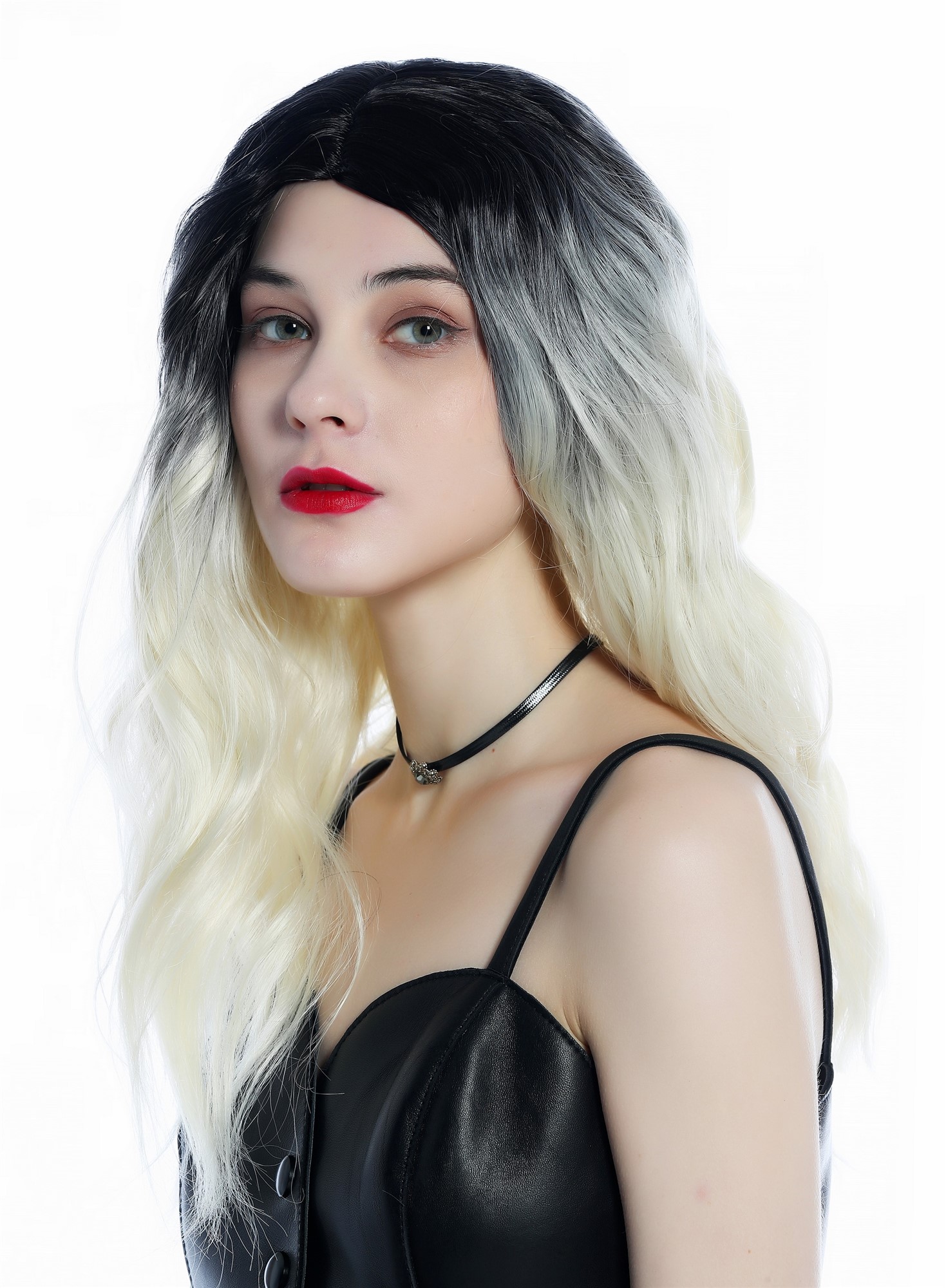 Women's wig long wild wavy parting ombre black to bright blonde ZM-1026, view 6, WIG ME UP: Your Perücken Online Shop Quality Wigs, Ladies, black-light blonde gradient, wavy, long