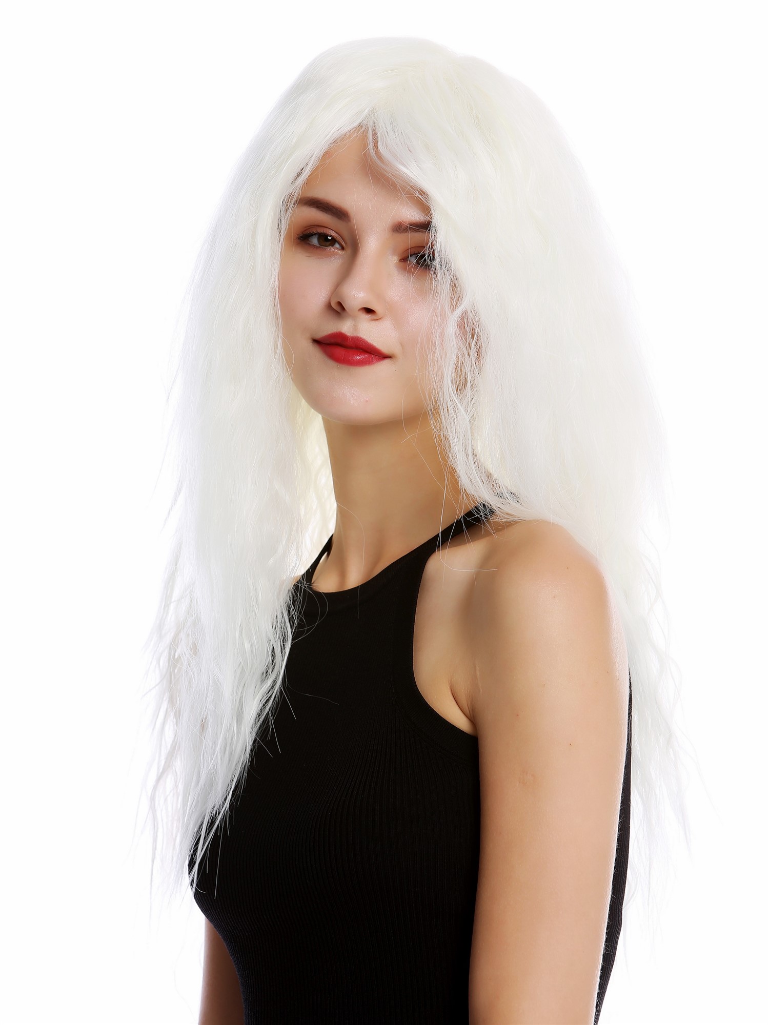 hochwertige Qualitätsperücken, Perücke Lang Kinks Locken weißblond TYWL017AK-1001, Ansicht 3, WIG ME UP: Ihr Perücken Online Shop lockige Tressen-Perücke Weißblond lange Haare für Damen