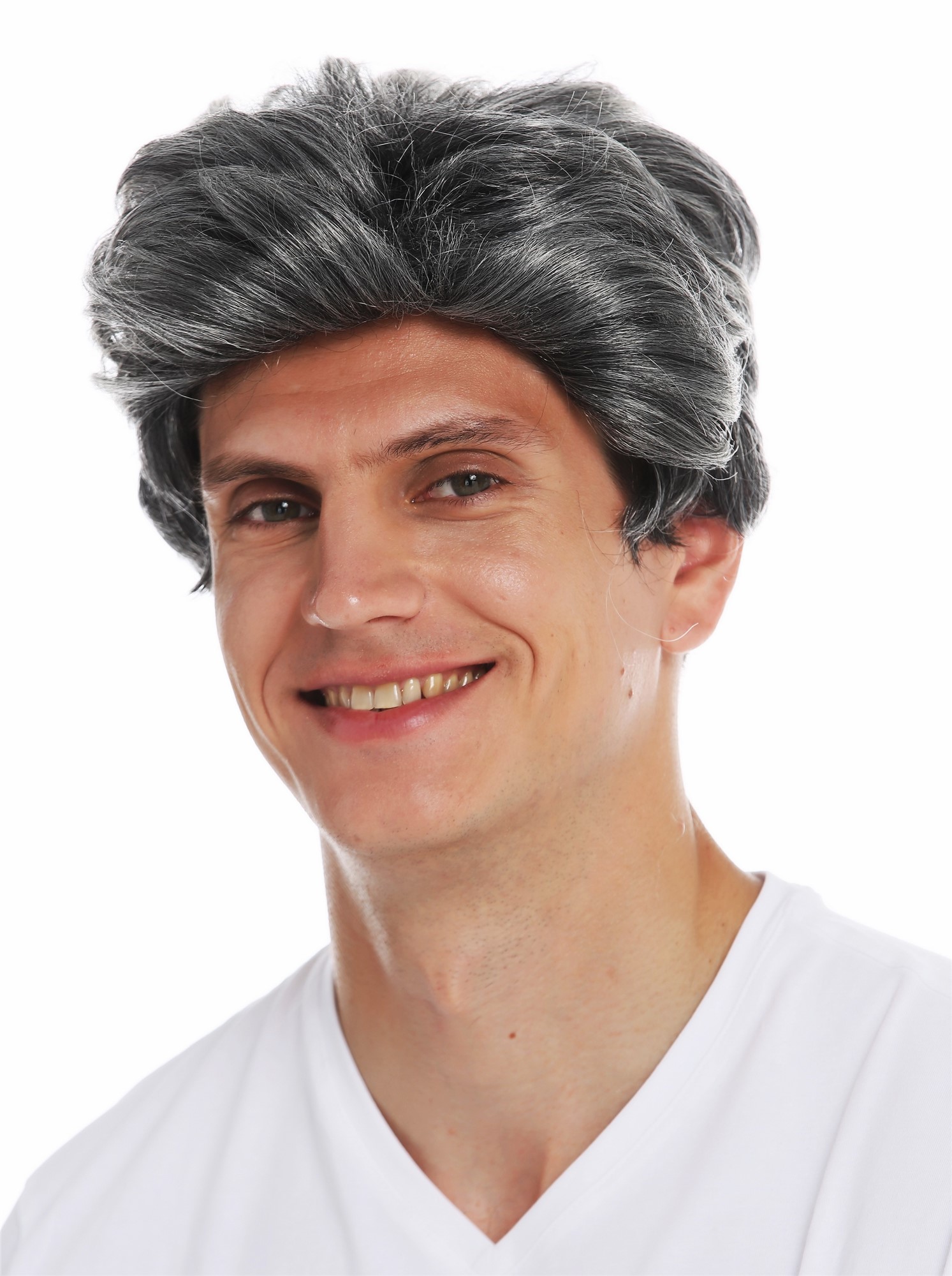 Party Wig, Men, Gray Mix, wavy, short