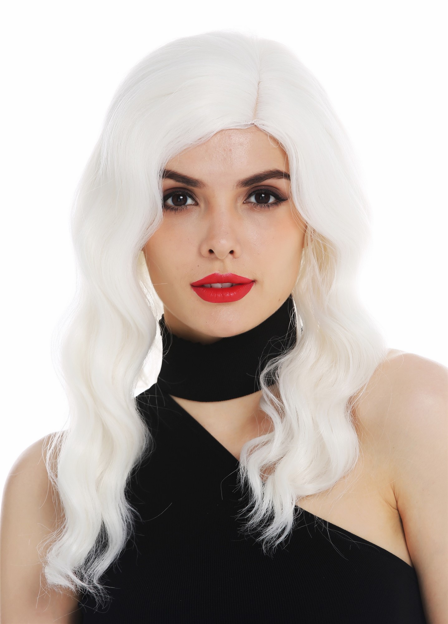 Lady wig long parting wavy waved classy 1930s Hollywood diva white VK-58, view 3, WIG ME UP: Your Perücken Online Shop Quality Wigs, Ladies, blossom white, wavy, shoulder-length