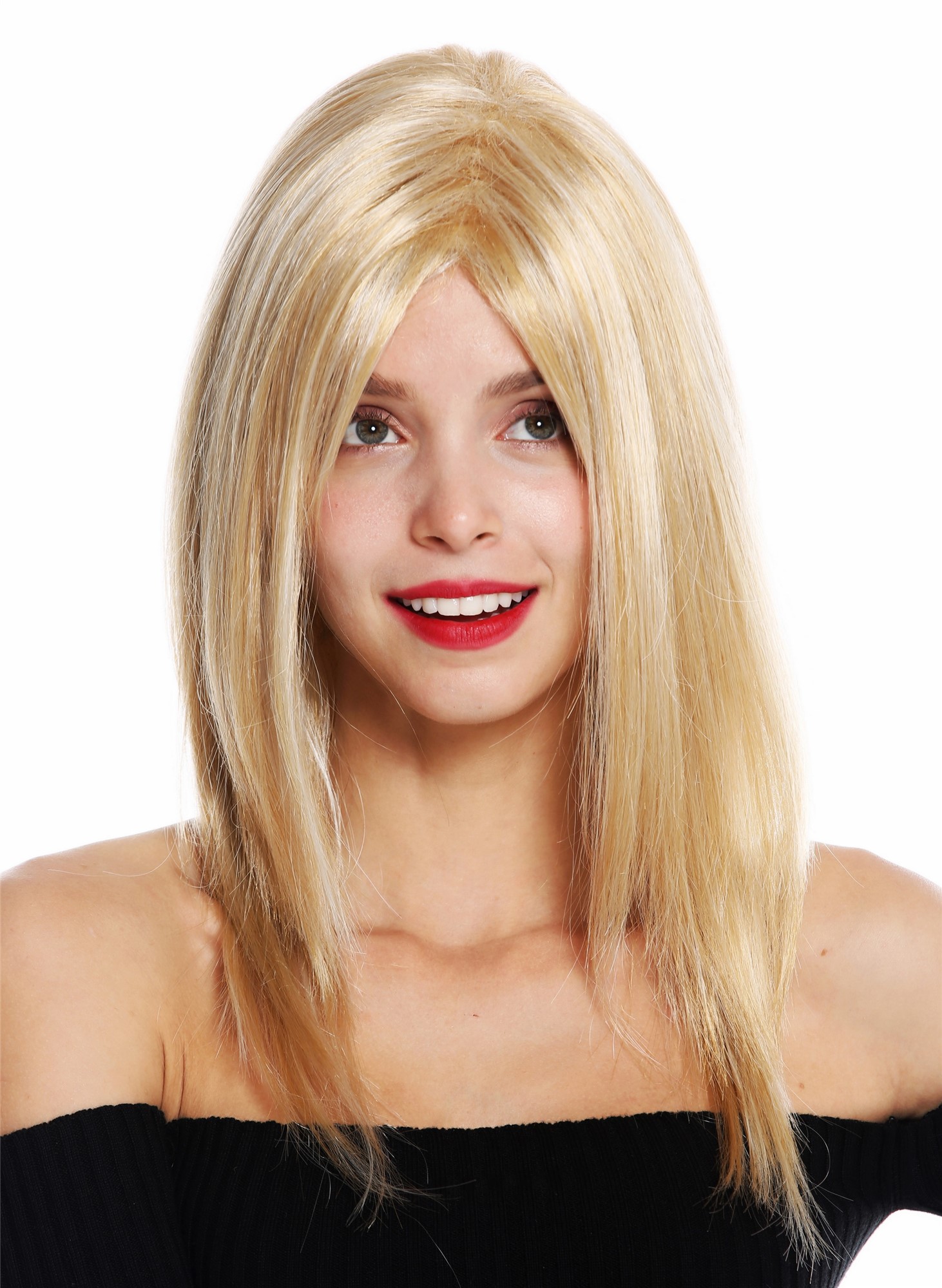 hochwertige Qualitätsperücken, Perücke lang glatt Scheitel Blond Platin Gesträhnt GFW3098-LG26H613A, Vorderansicht, WIG ME UP: Ihr Perücken Online Shop glatte Tressen-Perücke Blond-Mix lange Haare für Damen