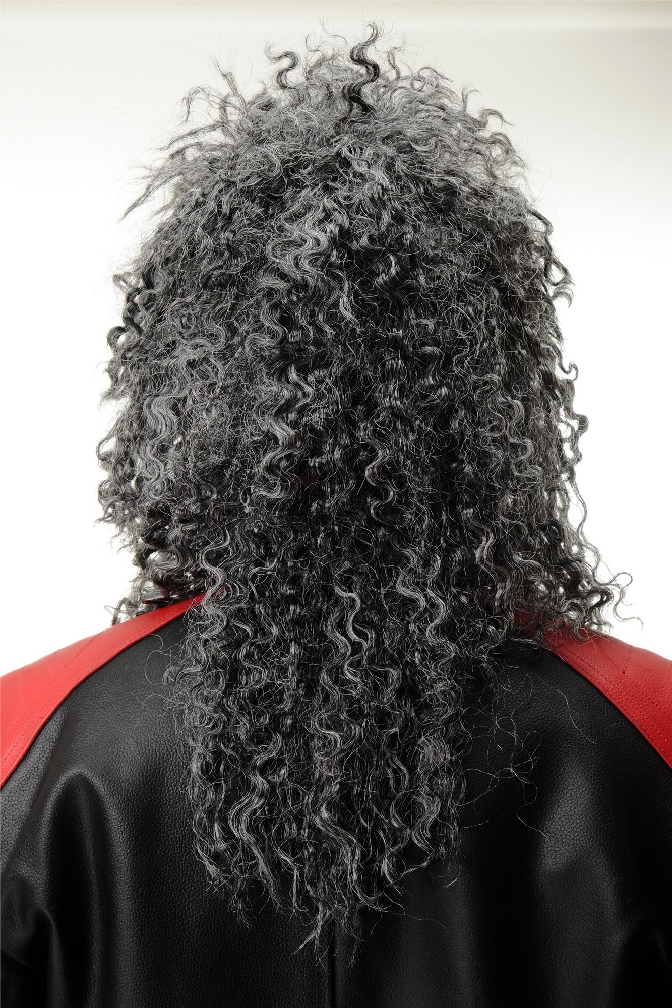 Wig Ladies Men Halloween Carnival curly wild long massive volume black with grey Hardrock Metal, view 3, WIG ME UP: Your Perücken Online Shop Party Wig, Unisex, pitch black-silver gray mix, curled, long