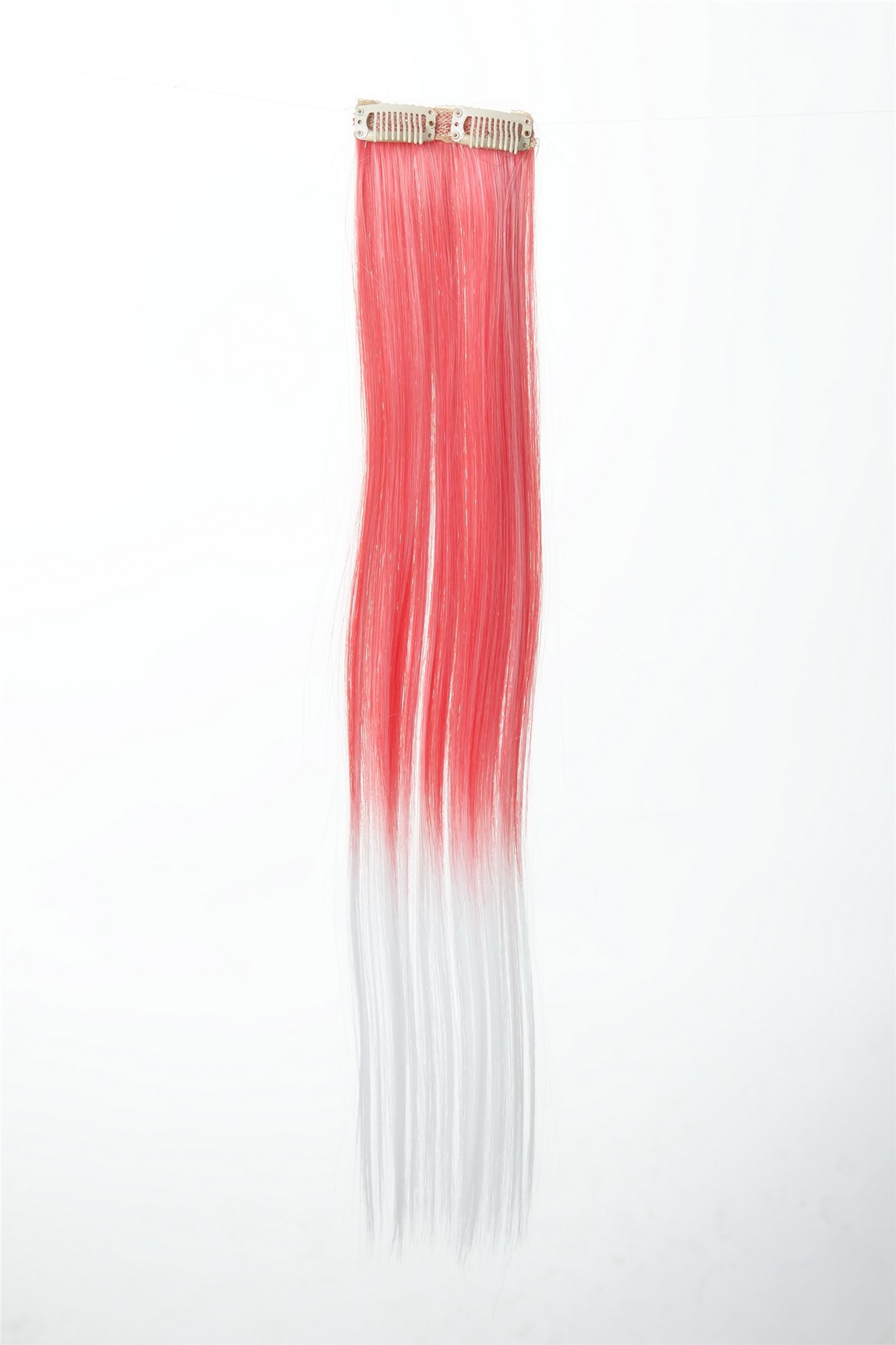 glatte Extensions Feuerrot-Weiß-Mix 45 cm lang