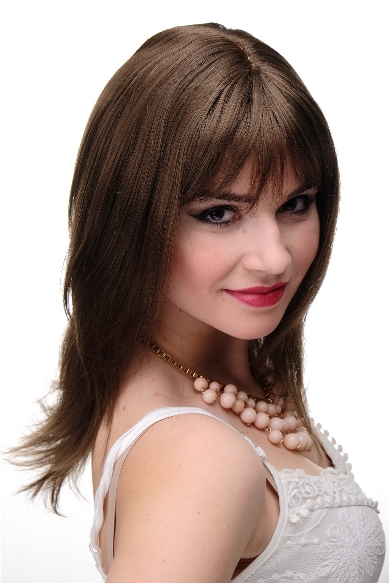 Lady wig medium length long fringe parted to side straight layered brown 3003, view 5, WIG ME UP: Your Perücken Online Shop Quality Wigs, Ladies, medium golden brown, straight, long