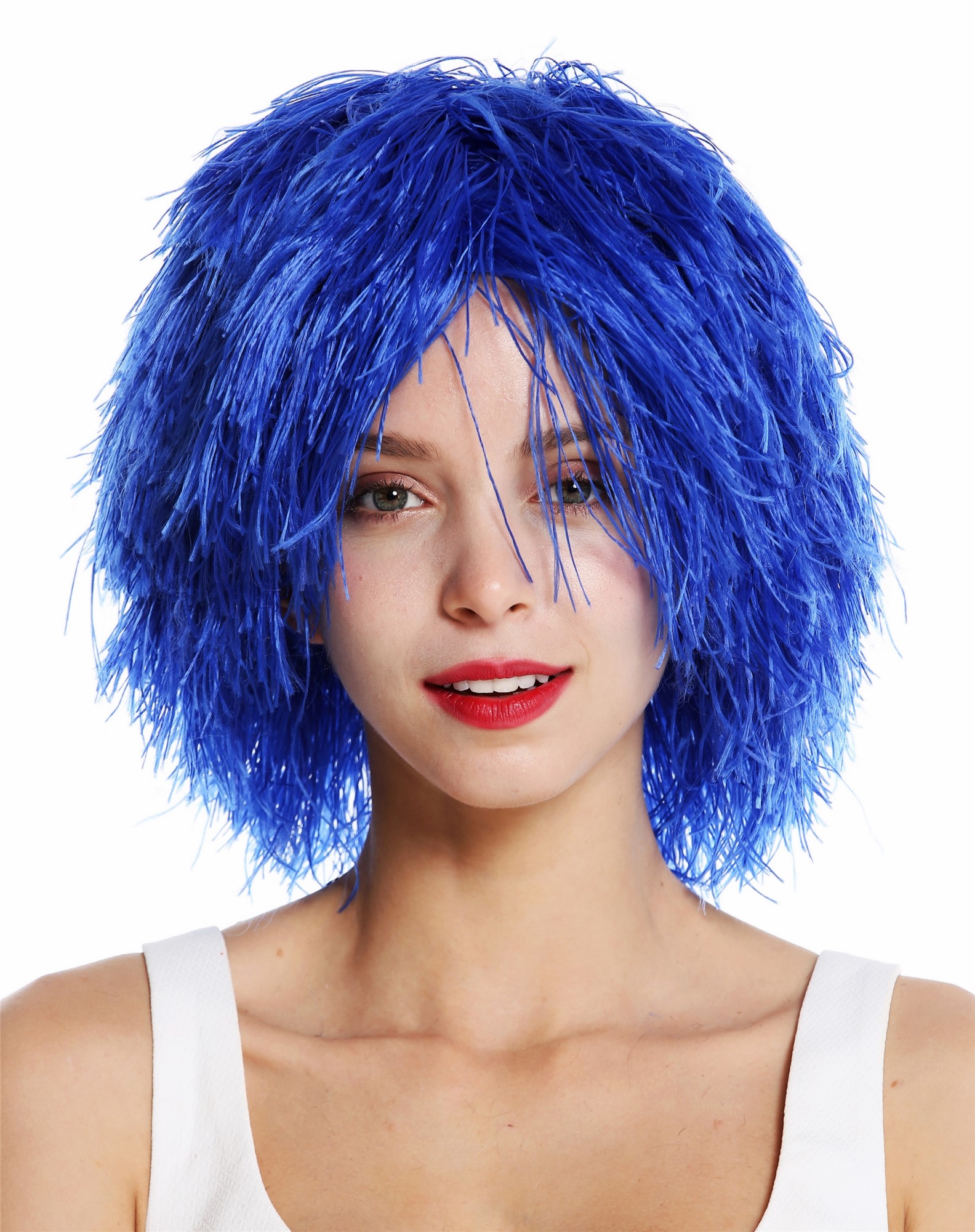 Party Carnival wig women men shaggy strawy voluminous goblin clown blue MMSLW, view 3, WIG ME UP: Your Perücken Online Shop Party Wig, Unisex, dark blue, wavy, short