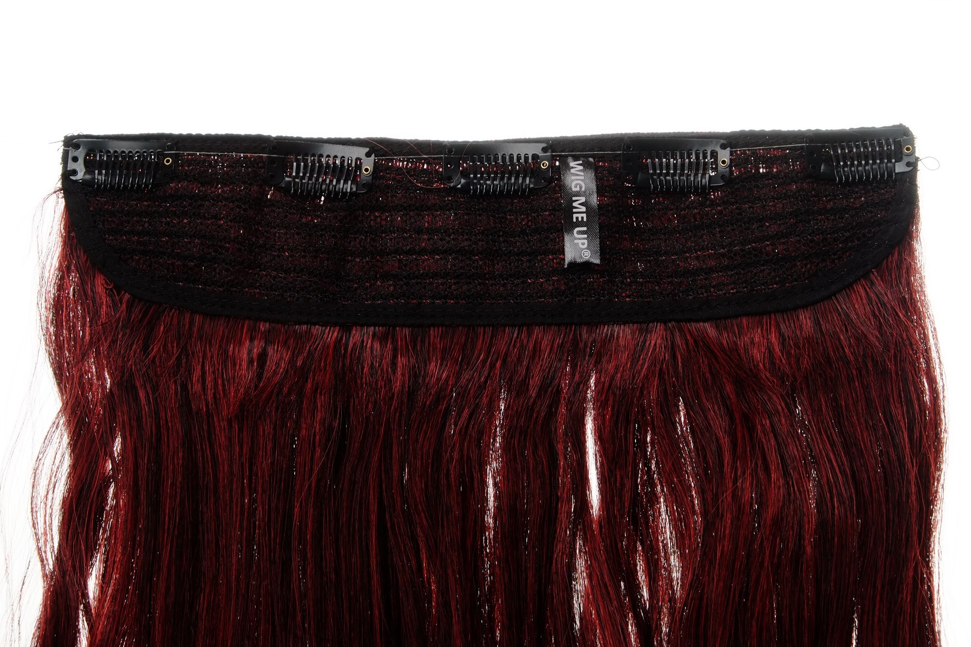 Haarteil Extension breit 5 Clips wellig Tiefschwarz-Feuerrot-Mix YZF-3180-1/113, Ansicht 3, WIG ME UP: Ihr Perücken Online Shop wellige Halbperücke Tiefschwarz-Feuerrot-Mix 50 cm lang