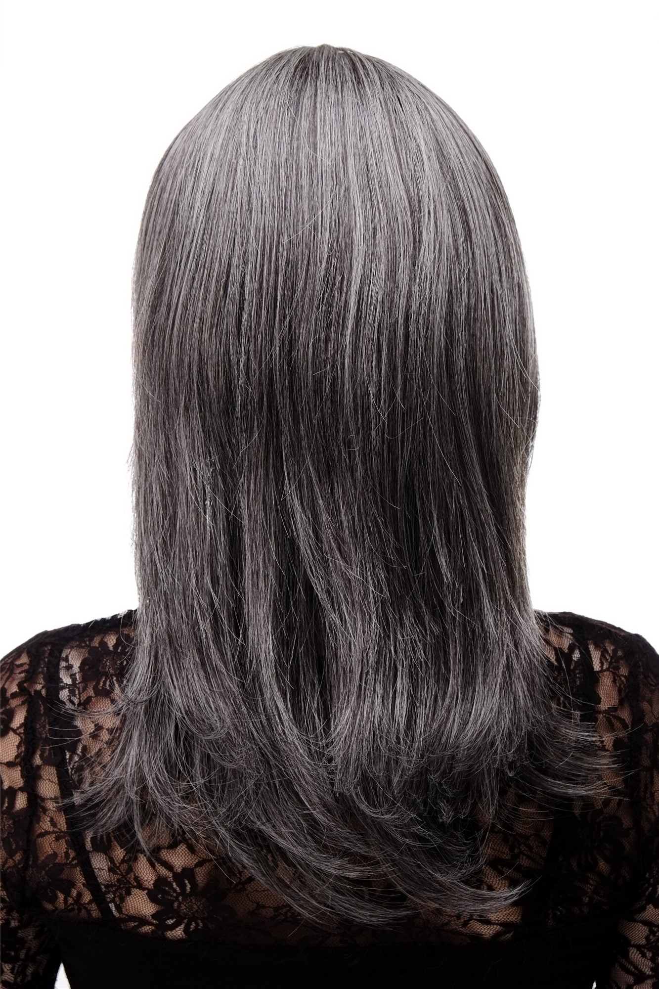 Quality Wigs, Ladies, dark brown-gray mix, straight, long