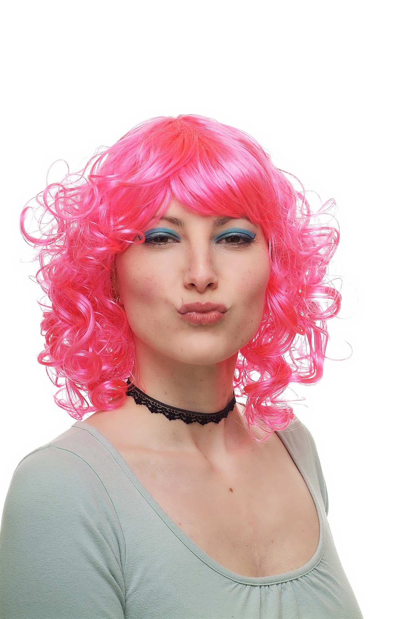 günstige Party Perücke, Perücke Pink Lolita Locken Schulterlang 68048-PC5, Vorderansicht, WIG ME UP: Ihr Perücken Online Shop lockige Party Perücke Pink schulterlange Haare für Damen