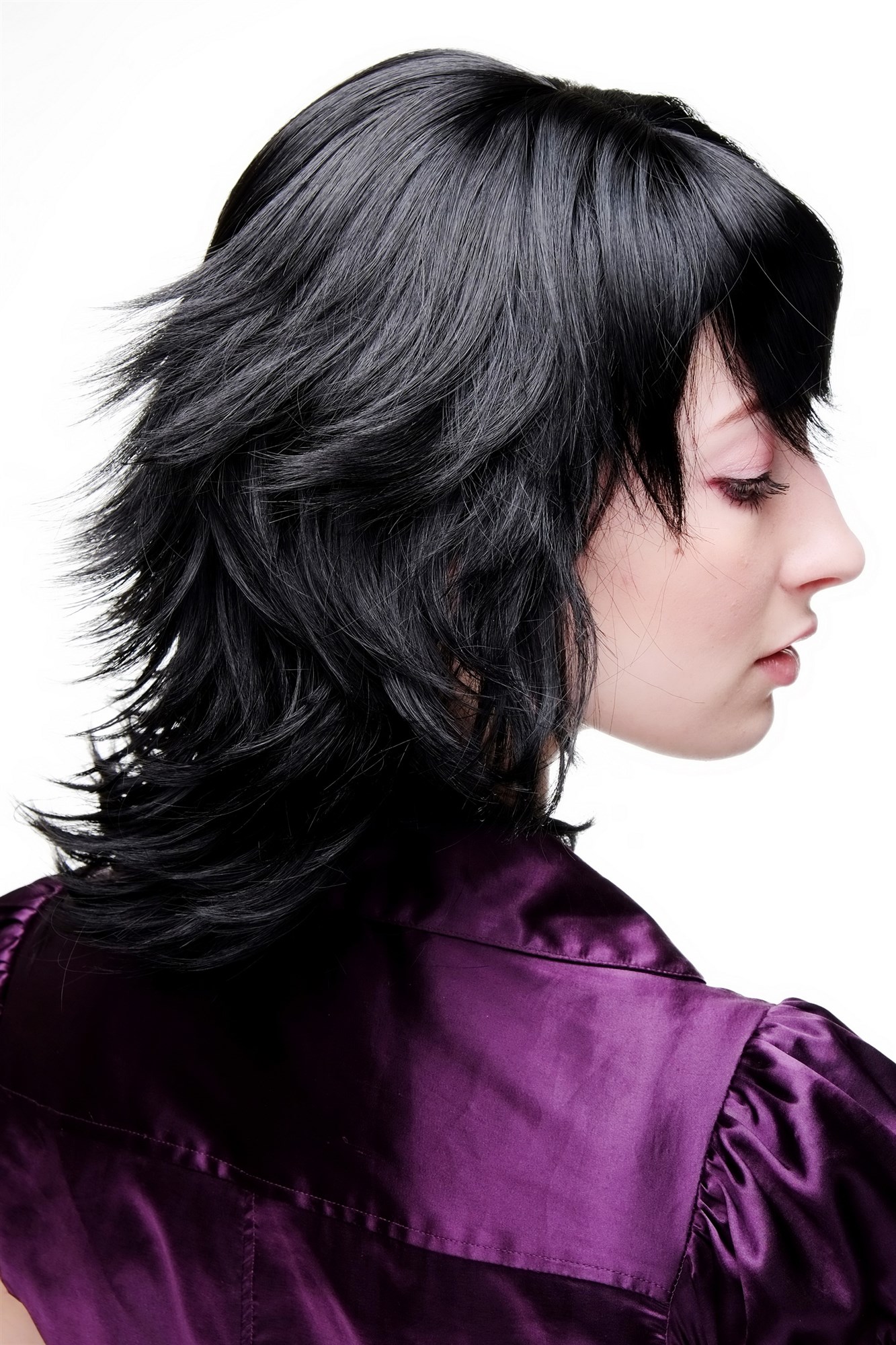 SEXY Lady  Wig SPIKY ENDS Drag Queen Cosplay Visual Kei BLACK (8019 Colour 2), view 4, WIG ME UP: Your Perücken Online Shop Quality Wigs, Ladies, black-brown, wavy, shoulder-length