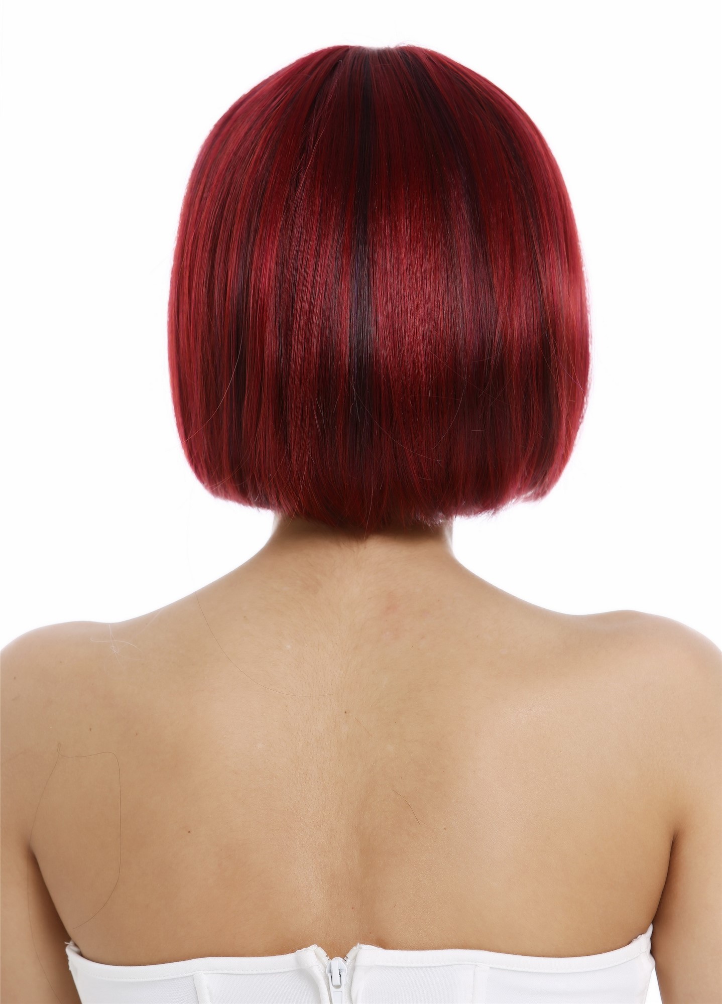 Short Lady Wig classy classic Bob style straight bangs sleek red  VK-4-872, view 4, WIG ME UP: Your Perücken Online Shop Quality Wigs, Ladies, red mix, straight, short
