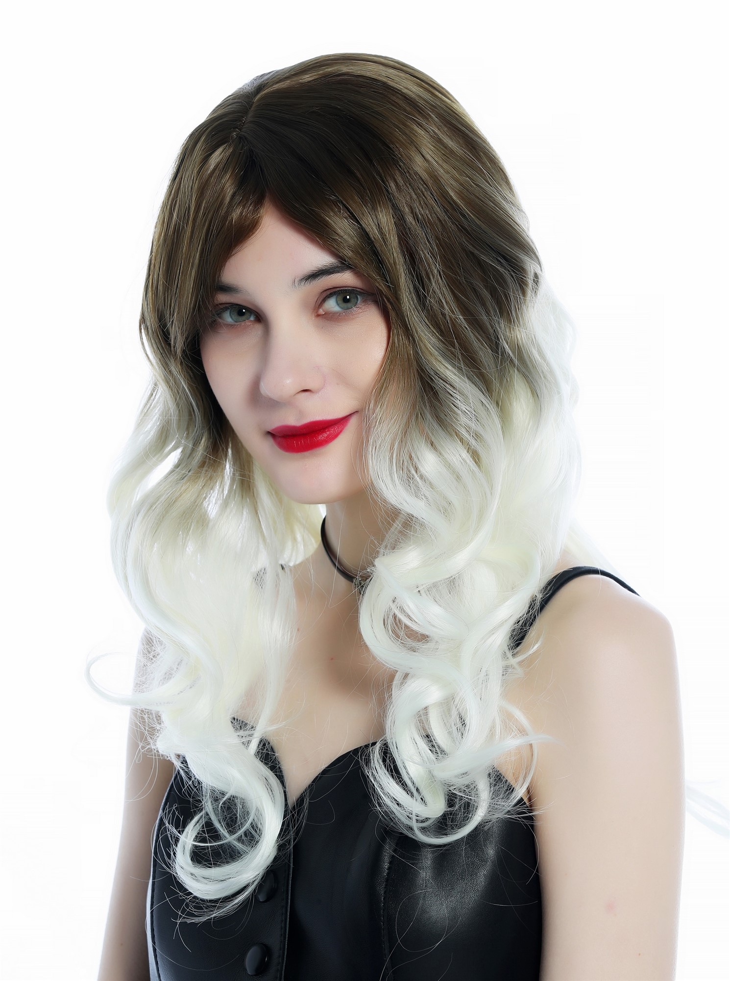 Ladies Women's Wig long slightly curled ombre brown to platinum ZM-1007, view 5, WIG ME UP: Your Perücken Online Shop Quality Wigs, Ladies, matte brown-platinum blonde gradient, curled, long