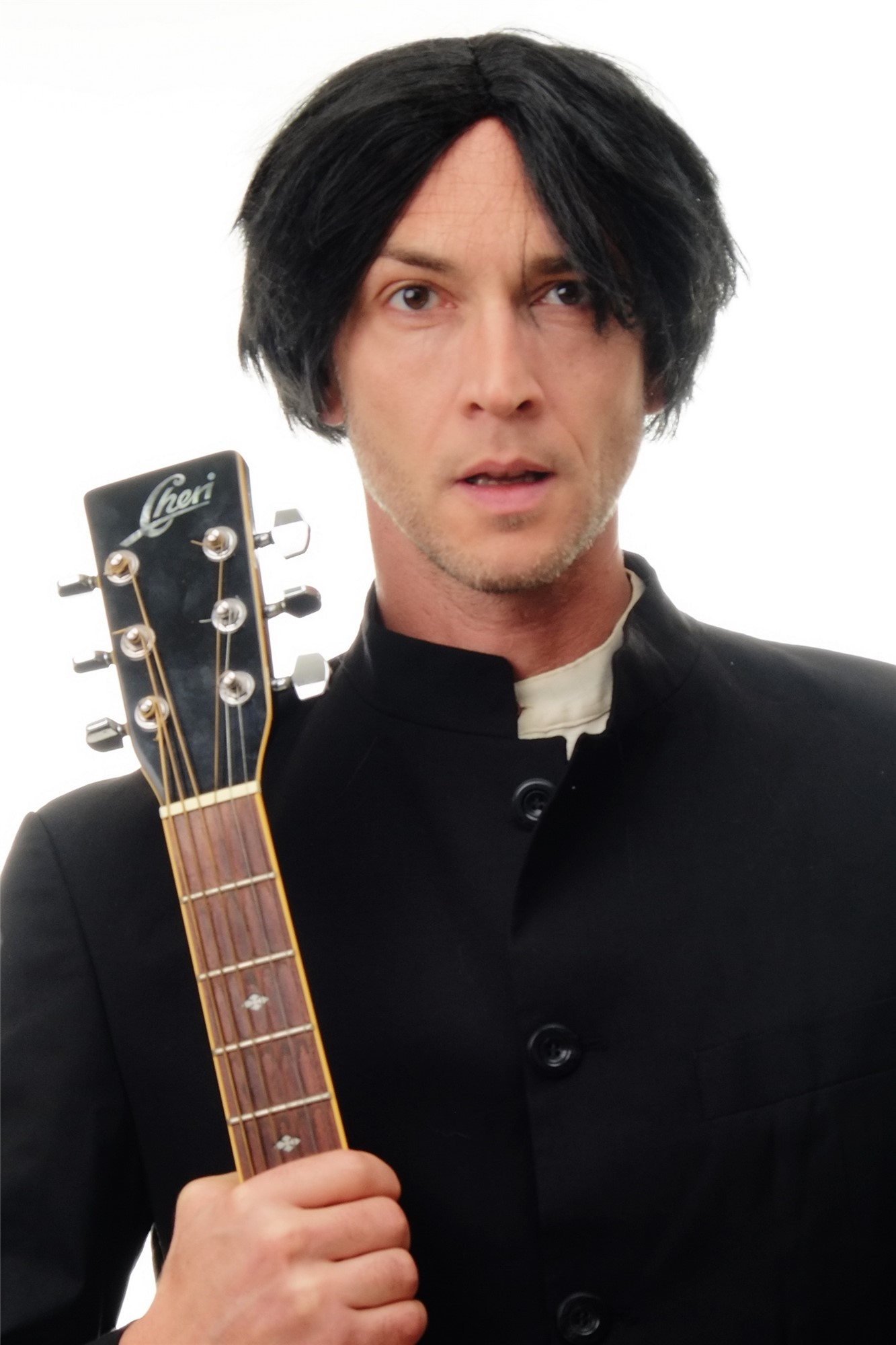 90983-ZA103 Lady or Men Party Wig Halloween Fancy Dress short black middle parting, view 5, WIG ME UP: Your Perücken Online Shop Party Wig, Unisex, Black, straight, short