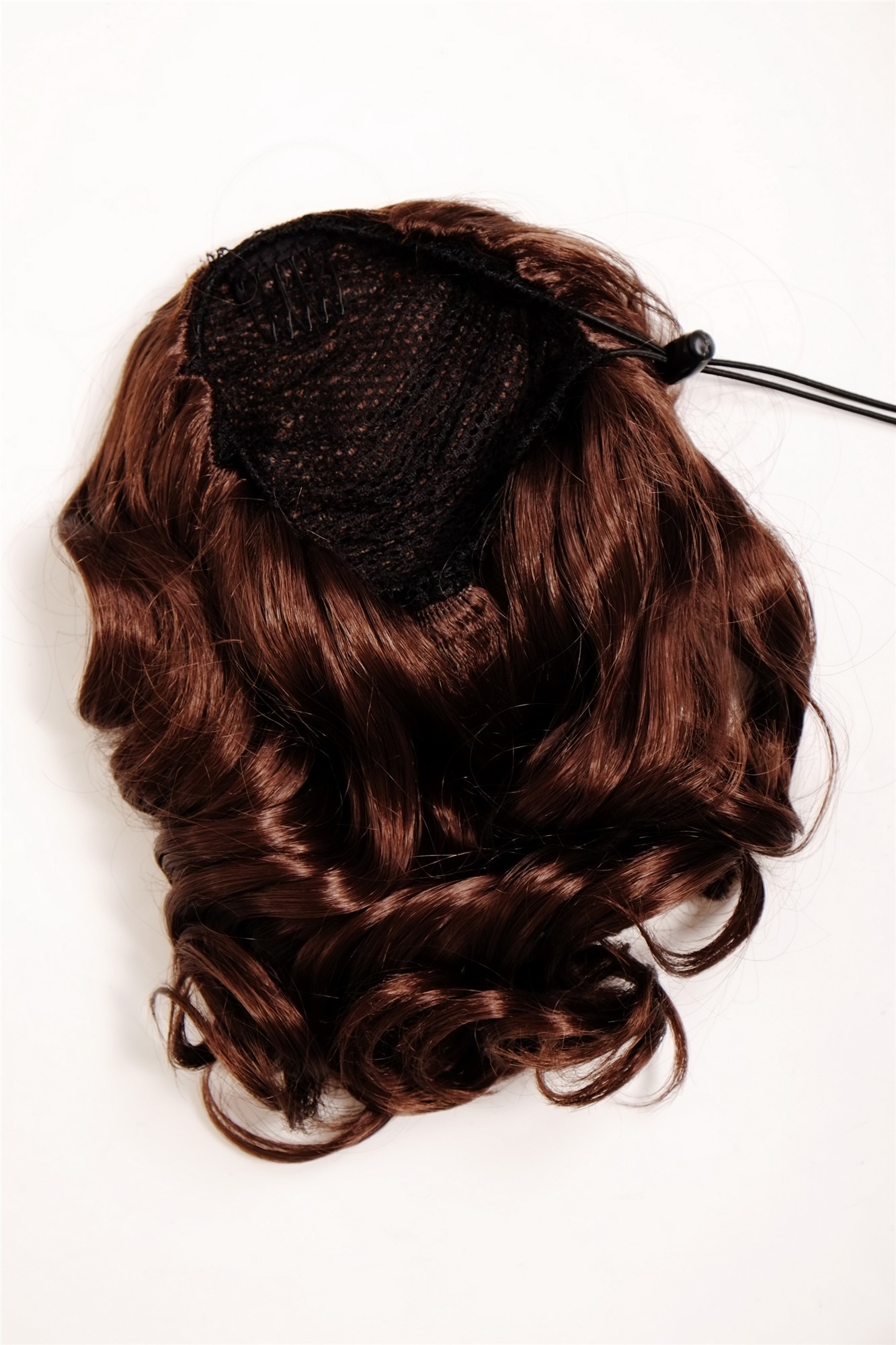 JL-3023-6 Hairpiece PONYTAIL with comb and elastic draw string short wavy voluminous mahogany brown mix 14", view 4, WIG ME UP: Your Perücken Online Shop Ponytails, medium ash brown, wavy, shoulder-length