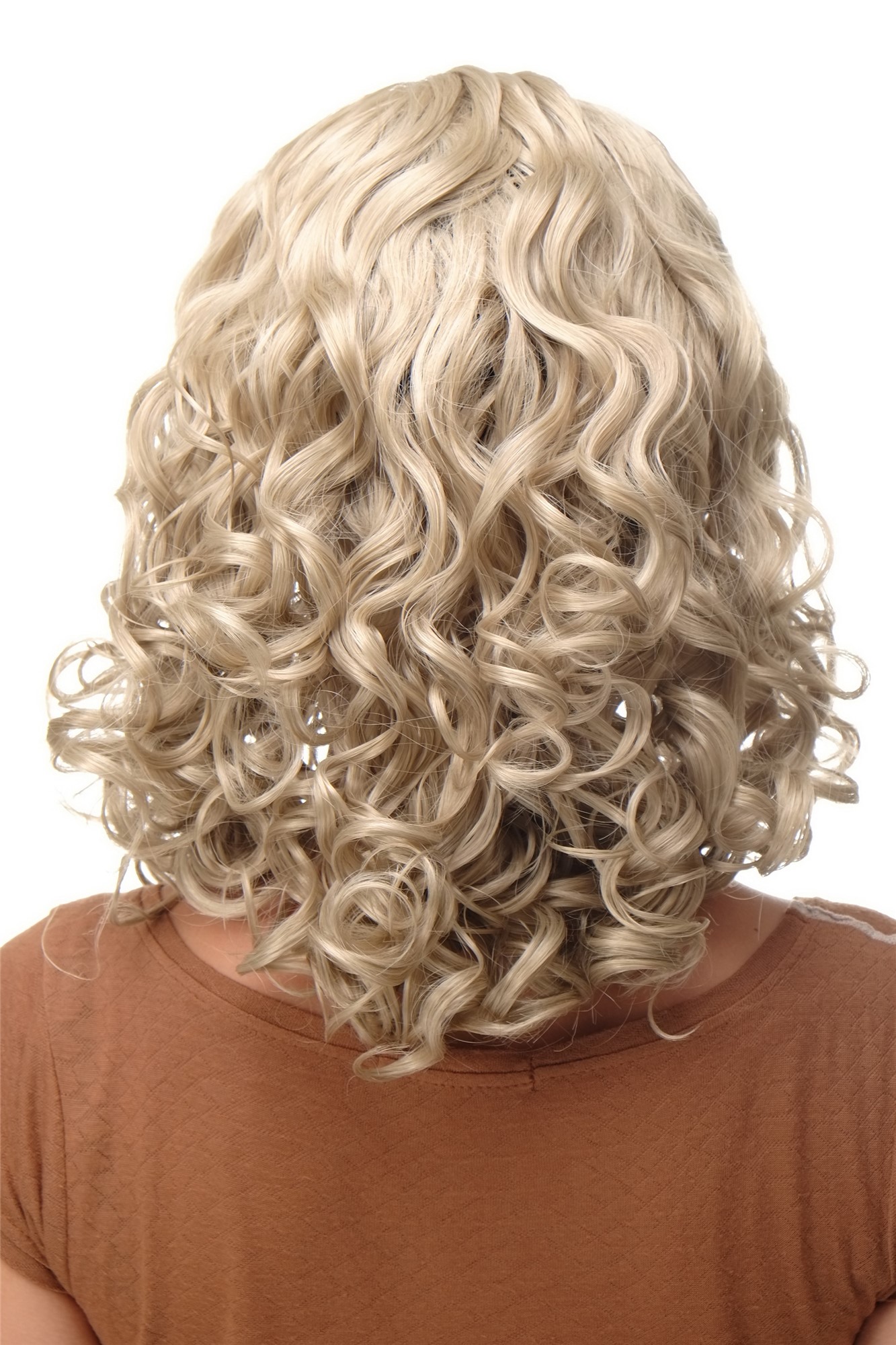 hochwertige Qualitätsperücken, Perücke Stirnband Hellblond Locken Schulterlang BRO-704-22, Ansicht 4, WIG ME UP: Ihr Perücken Online Shop lockige Tressen-Perücke mit Stirnband Hellblond schulterlange Haare für Damen