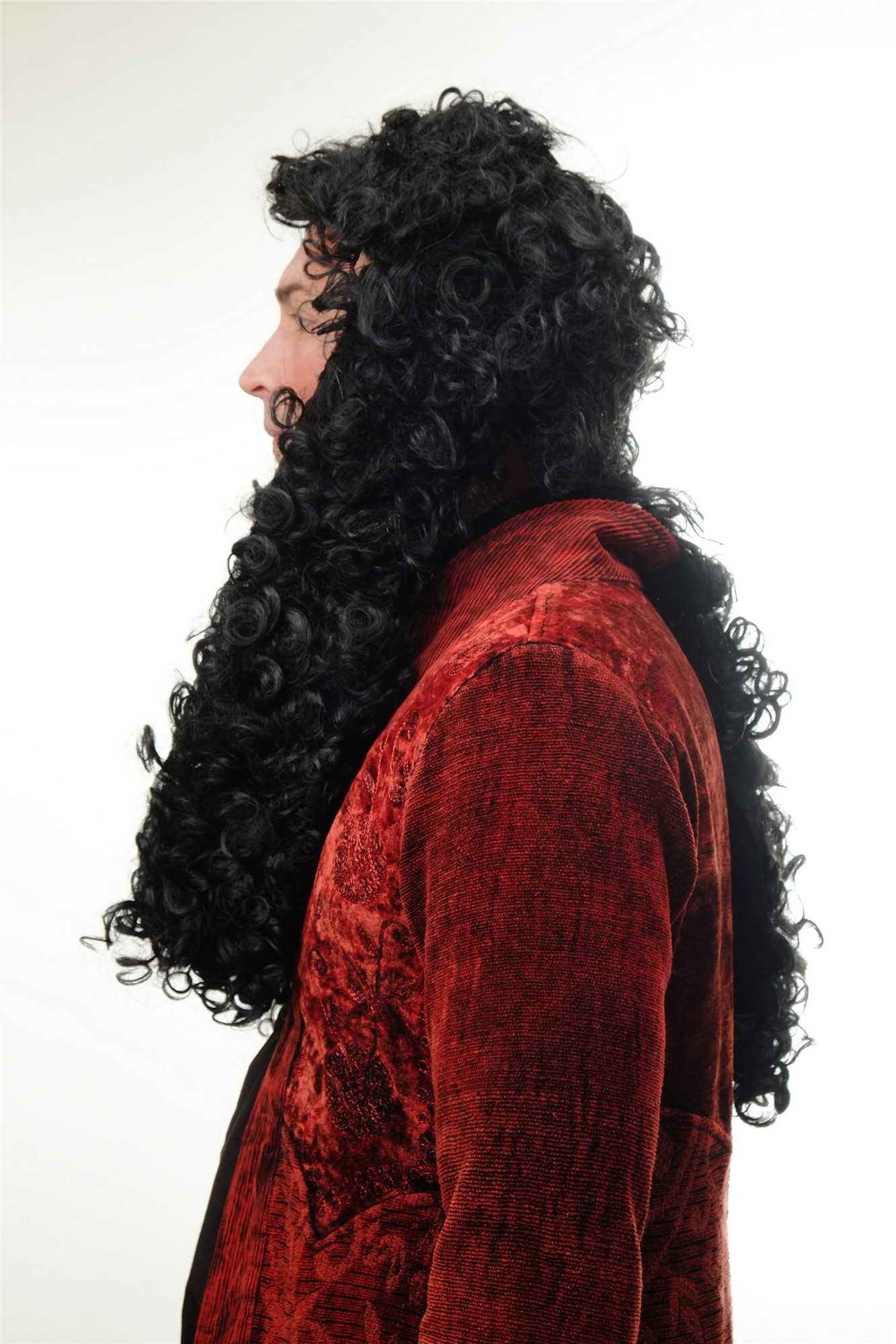 günstige Party Perücke, Perücke Barock Locken Schwarz Lang 90921-ZA103, Ansicht 5, WIG ME UP: Ihr Perücken Online Shop lockige Party Perücke Schwarz lange Haare für Herren