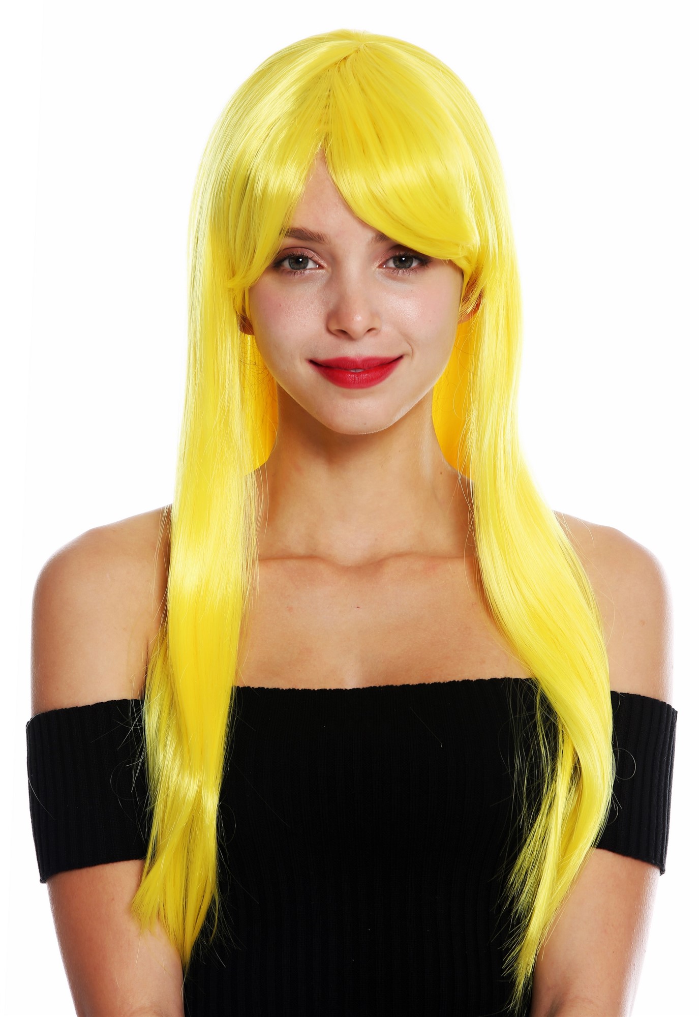 Women's wig lady cosplay long sleek fringe parted parting yellow YZF-41062, view 2, WIG ME UP: Your Perücken Online Shop Quality Wigs, Ladies, neon yellow, straight, long