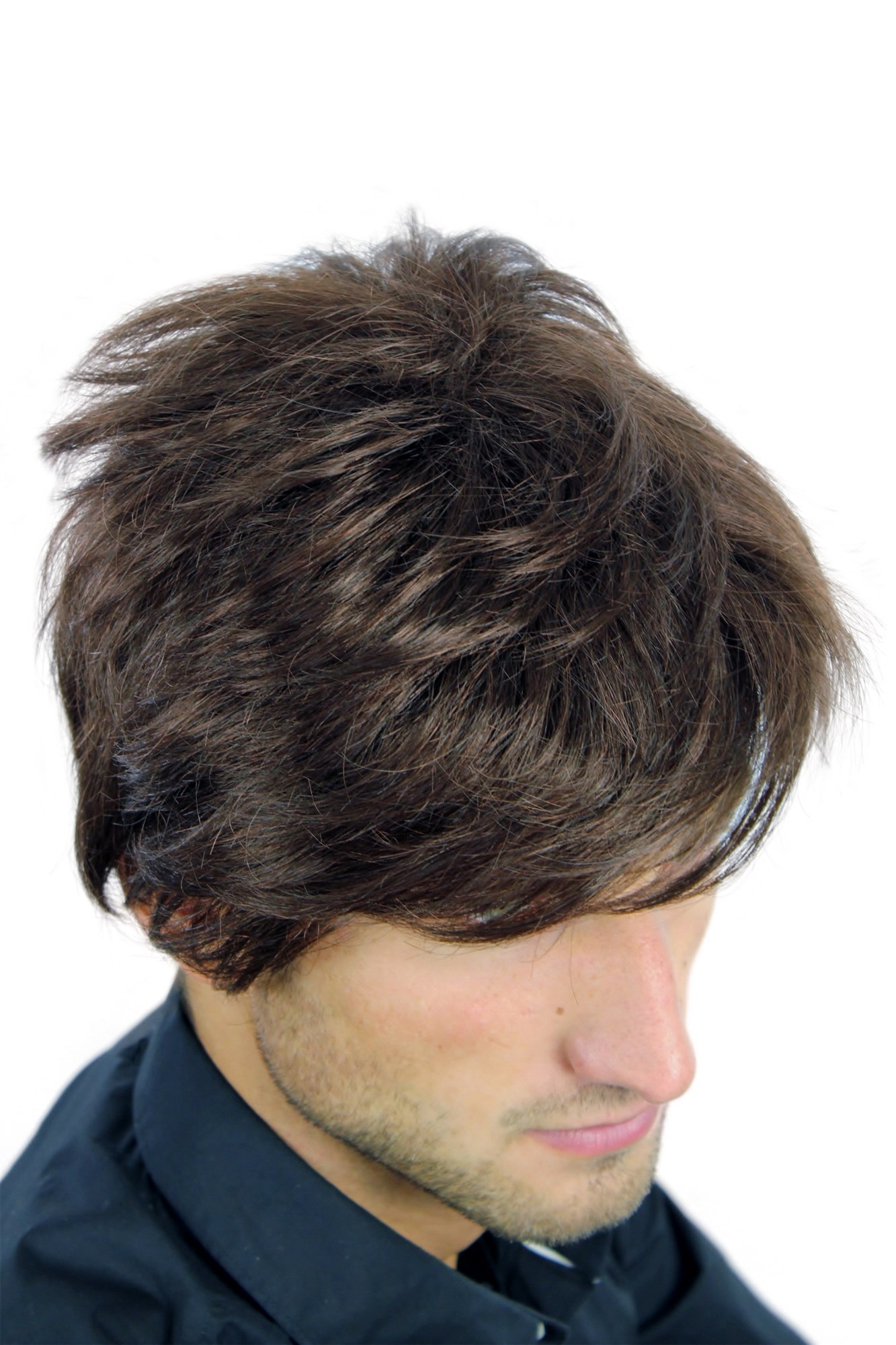hochwertige Qualitätsperücken, Herrenperücke Scheitel Braun Mix WL-2362-4/33, Ansicht 5, WIG ME UP: Ihr Perücken Online Shop glatte Tressen-Perücke Braun-Mix kurze Haare für Herren