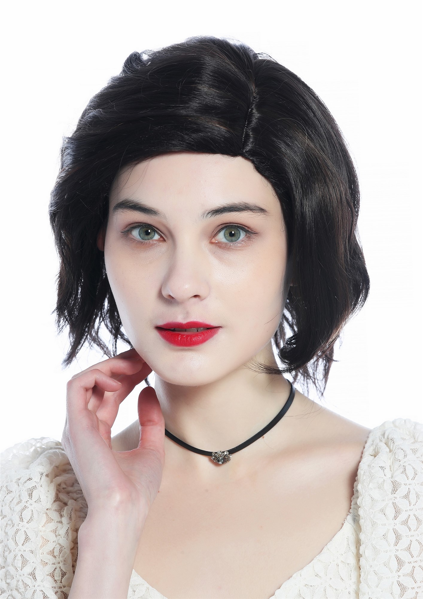 Ladies' wig women short wild wavy parting parted chestnut brown mix DW3334, view 2, WIG ME UP: Your Perücken Online Shop Quality Wigs, Ladies, chocolate brown with hazelnut highlights, wavy, shoulder-length