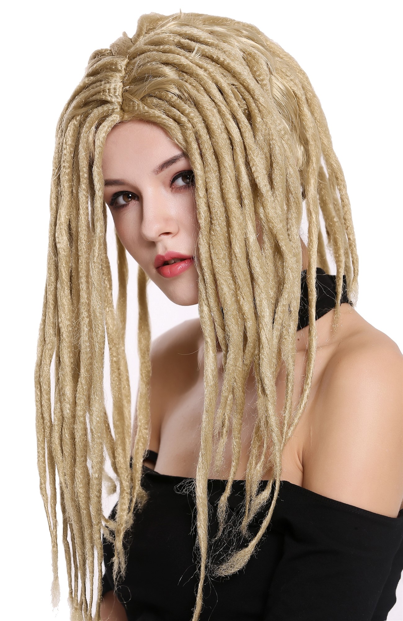günstige Party Perücke, Perücke Dreadlocks Rasta Blond 90674-ZA89, Ansicht 2, WIG ME UP: Ihr Perücken Online Shop lockige Party Perücke Blond schulterlange Haare Unisex